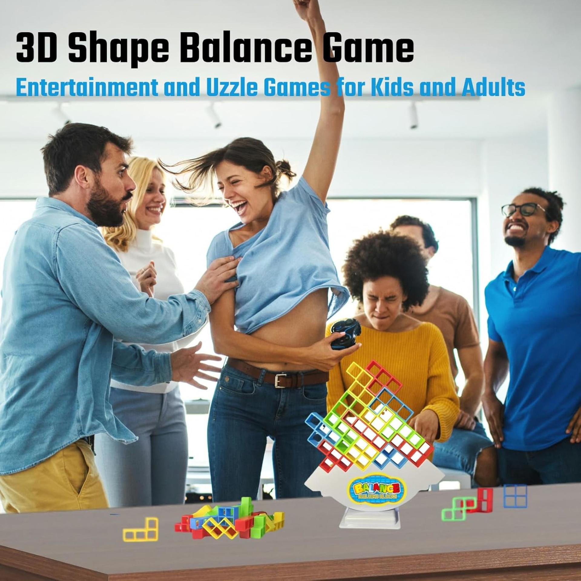 64 Pcs Stacking Tower Game with 22 Cards, Giant Tumble Balance Game for Kids and Adults - 4