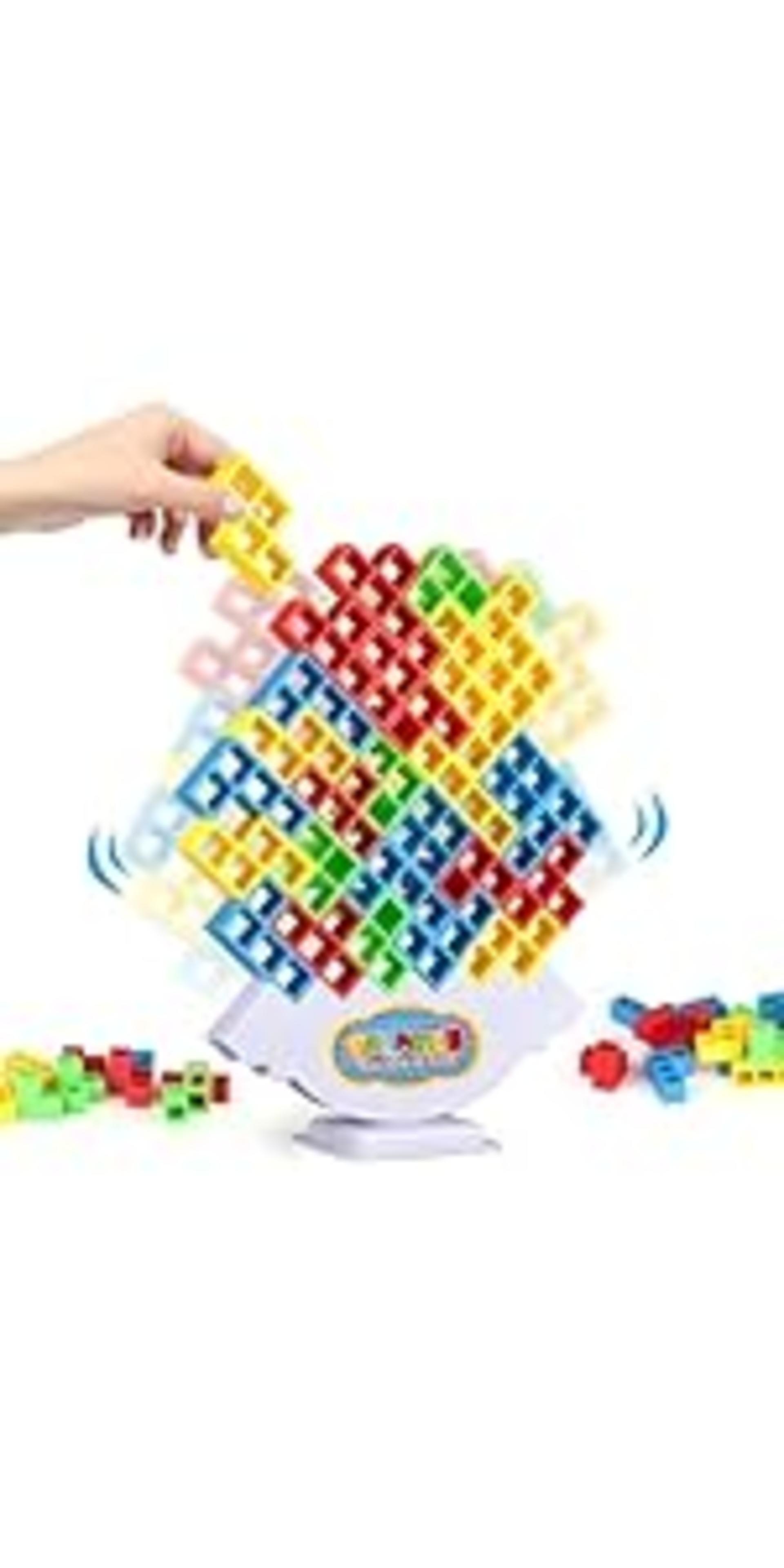 64 Pcs Stacking Tower Game with 22 Cards, Giant Tumble Balance Game for Kids and Adults detail 7