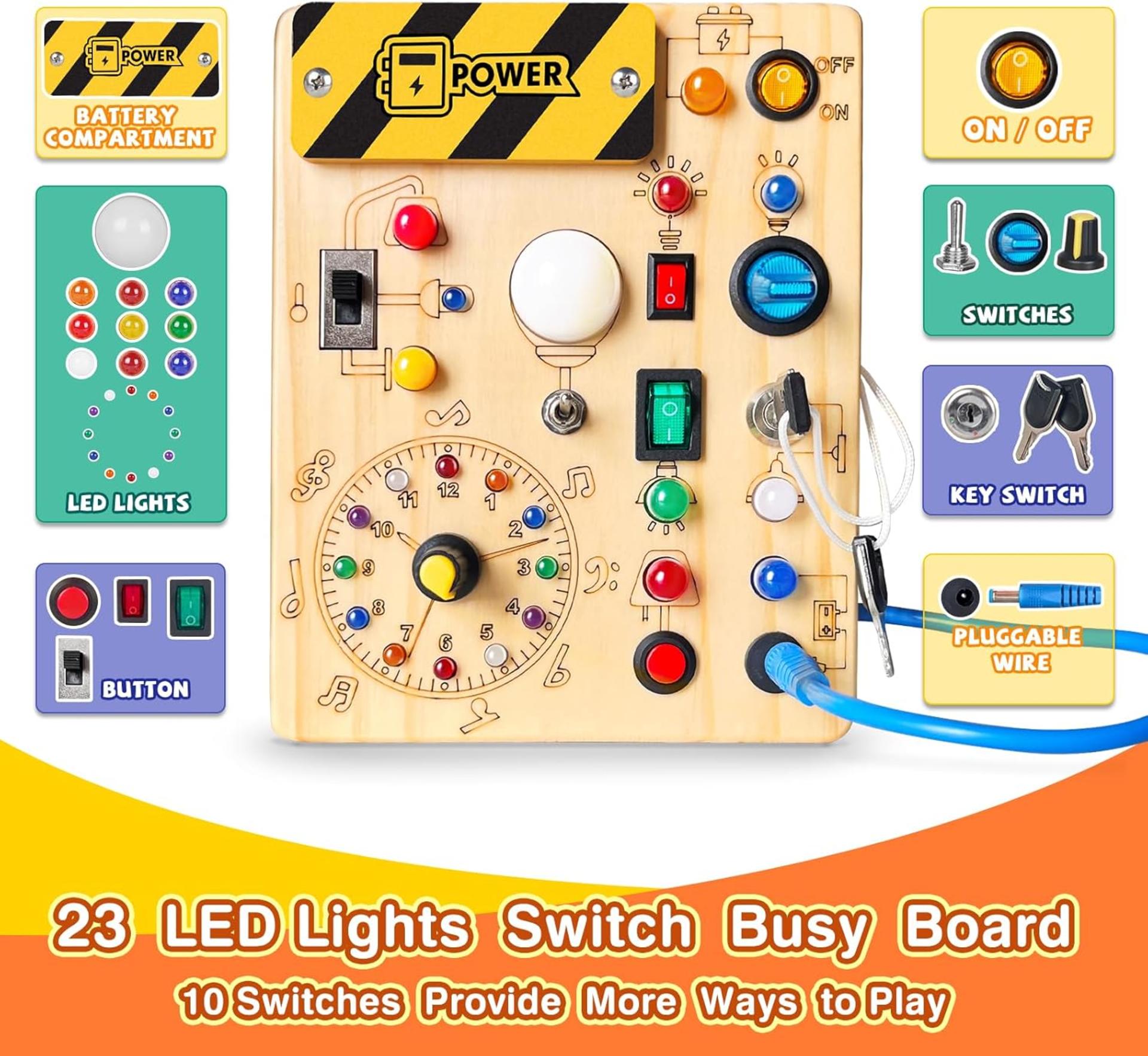 Busy Board for Toddlers - Montessori Educational Toy for 1-3 Year Olds, Sensory Learning Activity - 4