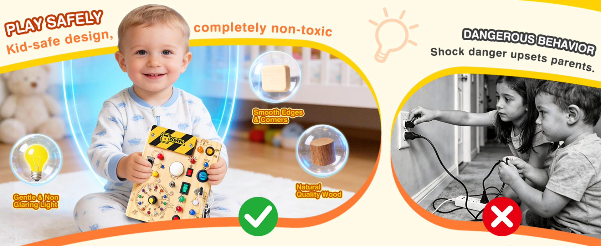 Busy Board for Toddlers - Montessori Educational Toy for 1-3 Year Olds, Sensory Learning Activity detail 3