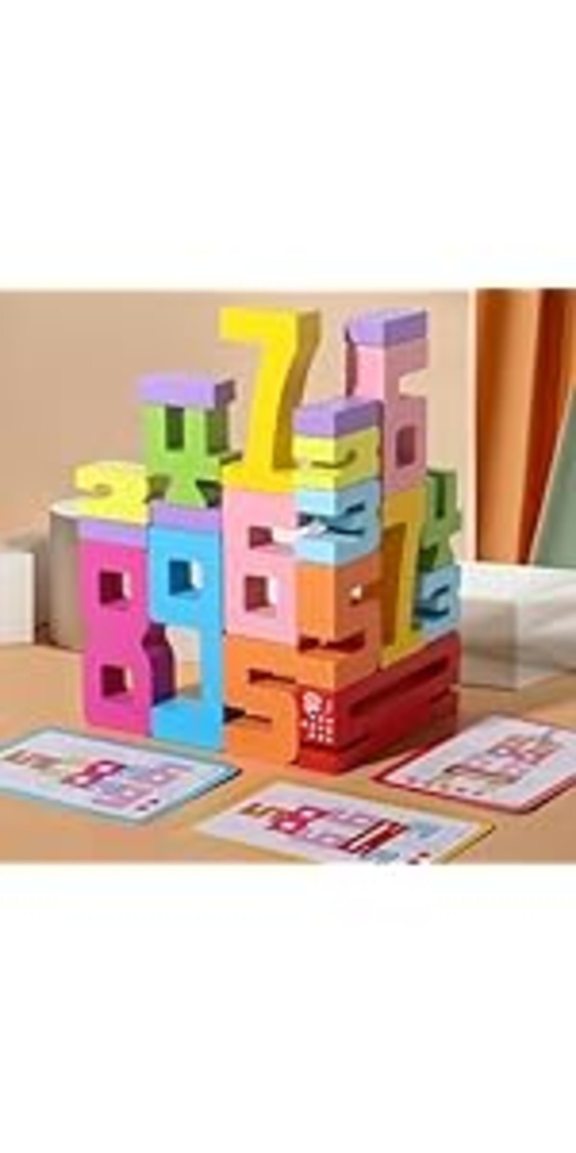 64 Pcs Stacking Tower Game with 22 Cards, Giant Tumble Balance Game for Kids and Adults detail 10