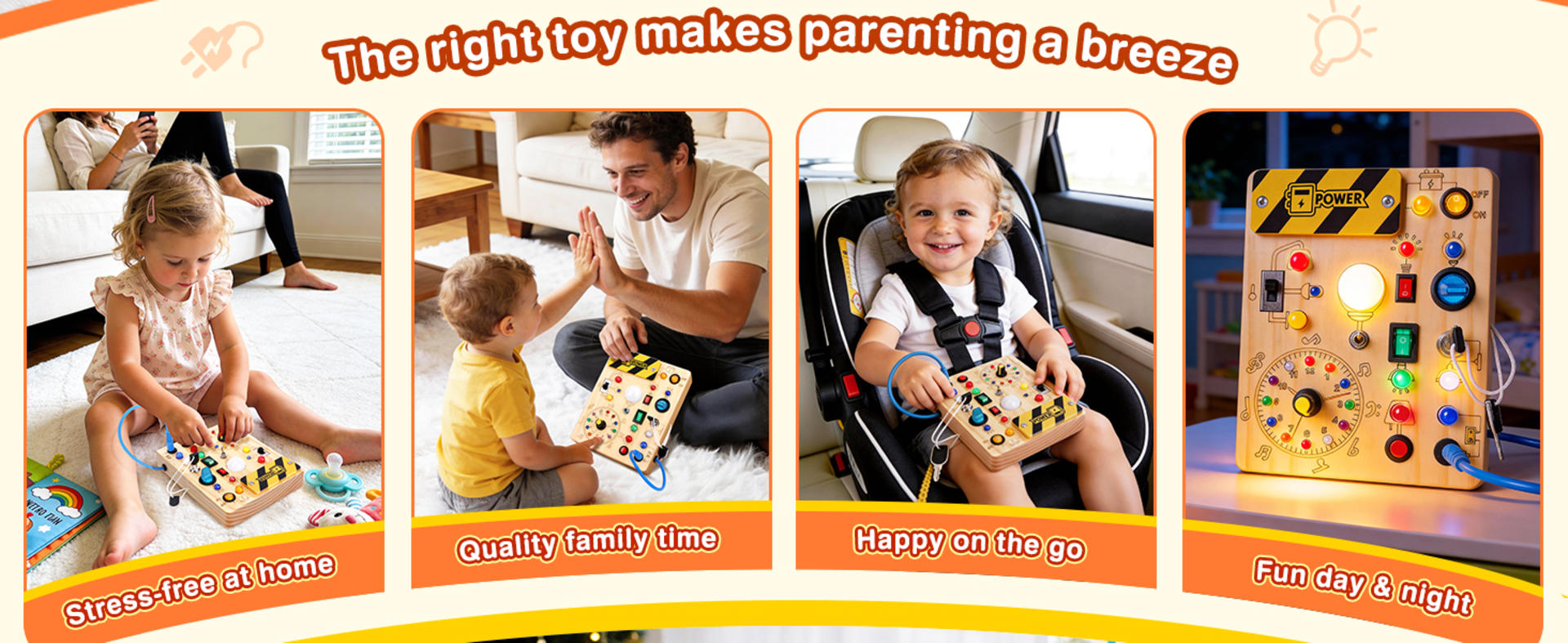 Busy Board for Toddlers - Montessori Educational Toy for 1-3 Year Olds, Sensory Learning Activity detail 4