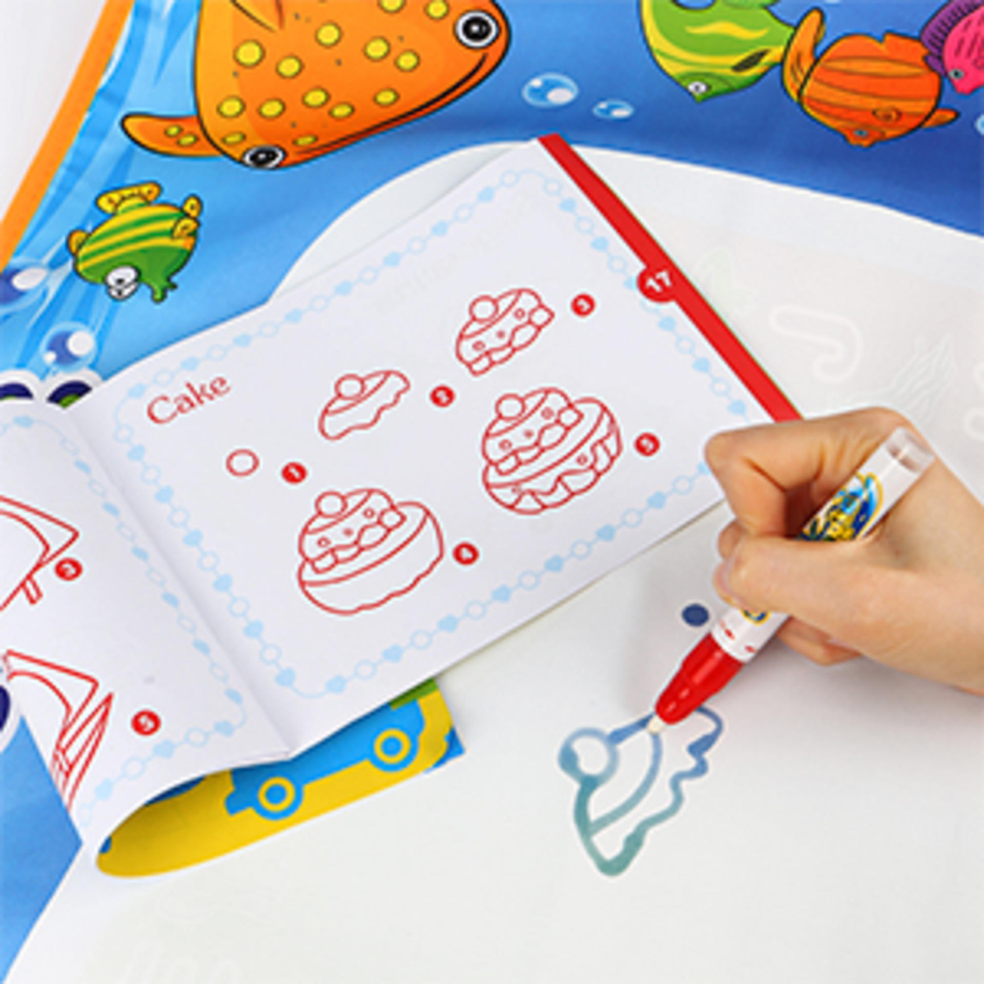 Water Doodle Mat - Large Kids Painting and Writing Drawing Mat with Magic Pens, Educational Toy Gift detail 3