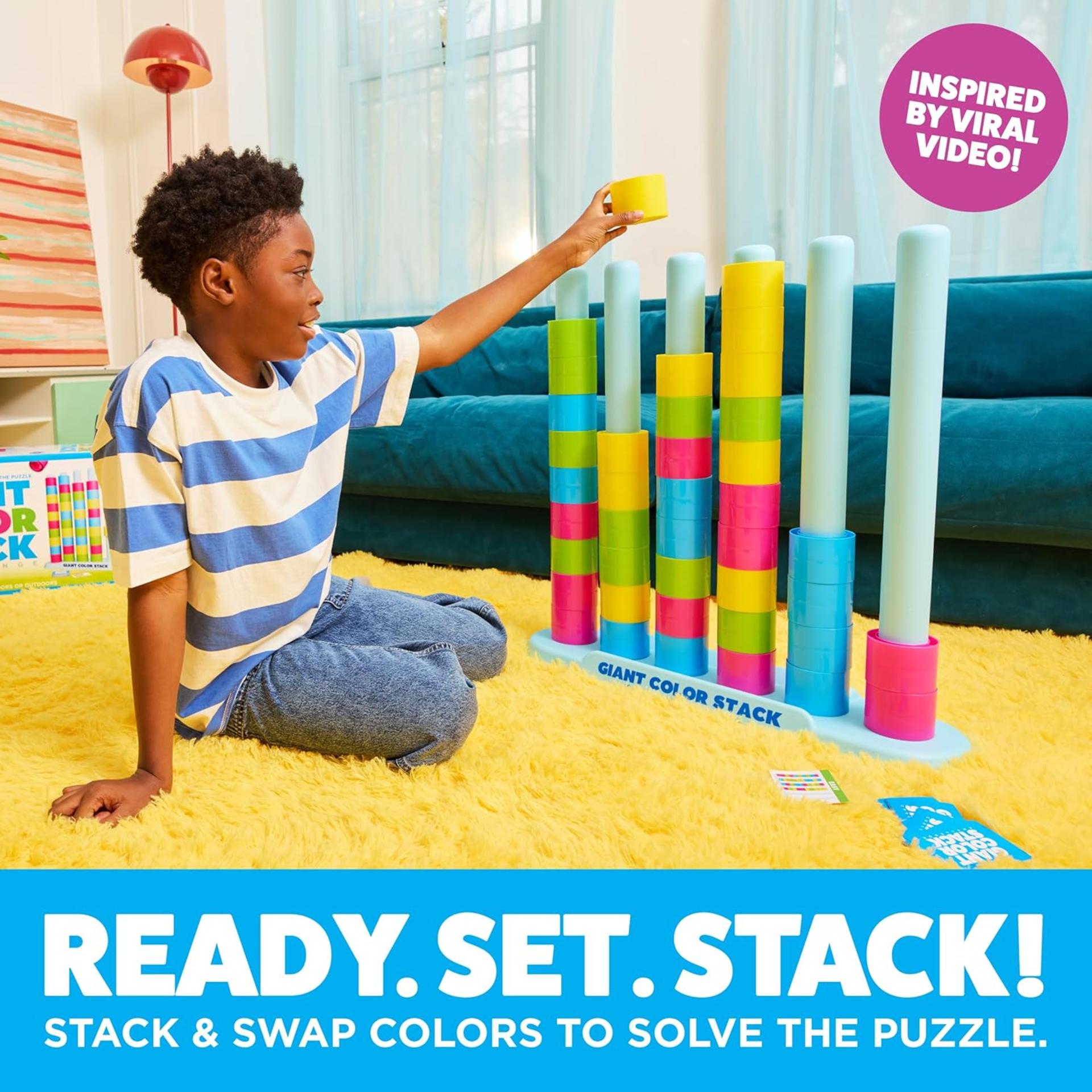 Giant Strategy Stacking Game with 50 Logic Puzzles - Outdoor Backyard and Lawn Activity for Families - 2