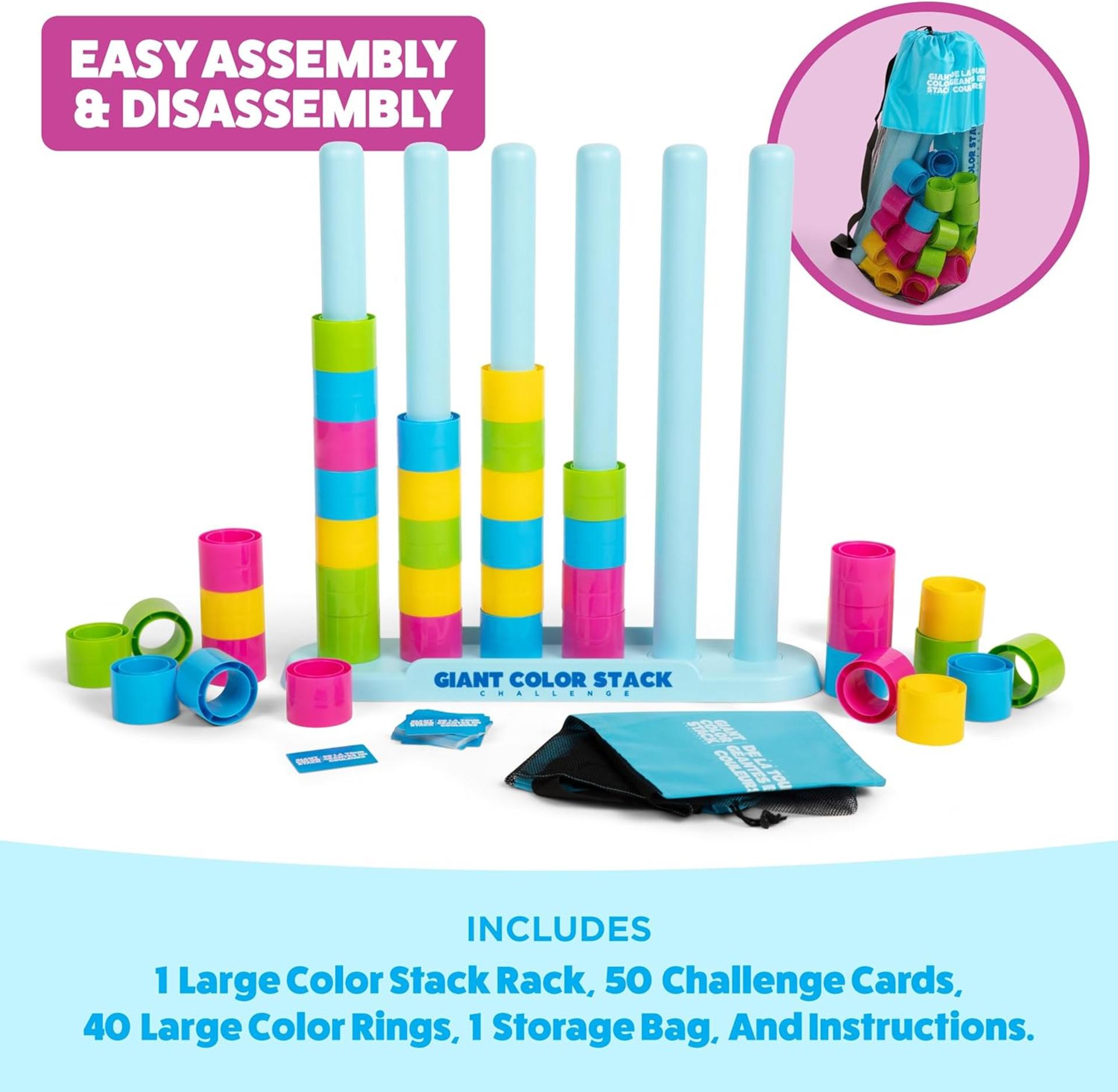 Giant Strategy Stacking Game with 50 Logic Puzzles - Outdoor Backyard and Lawn Activity for Families - 6
