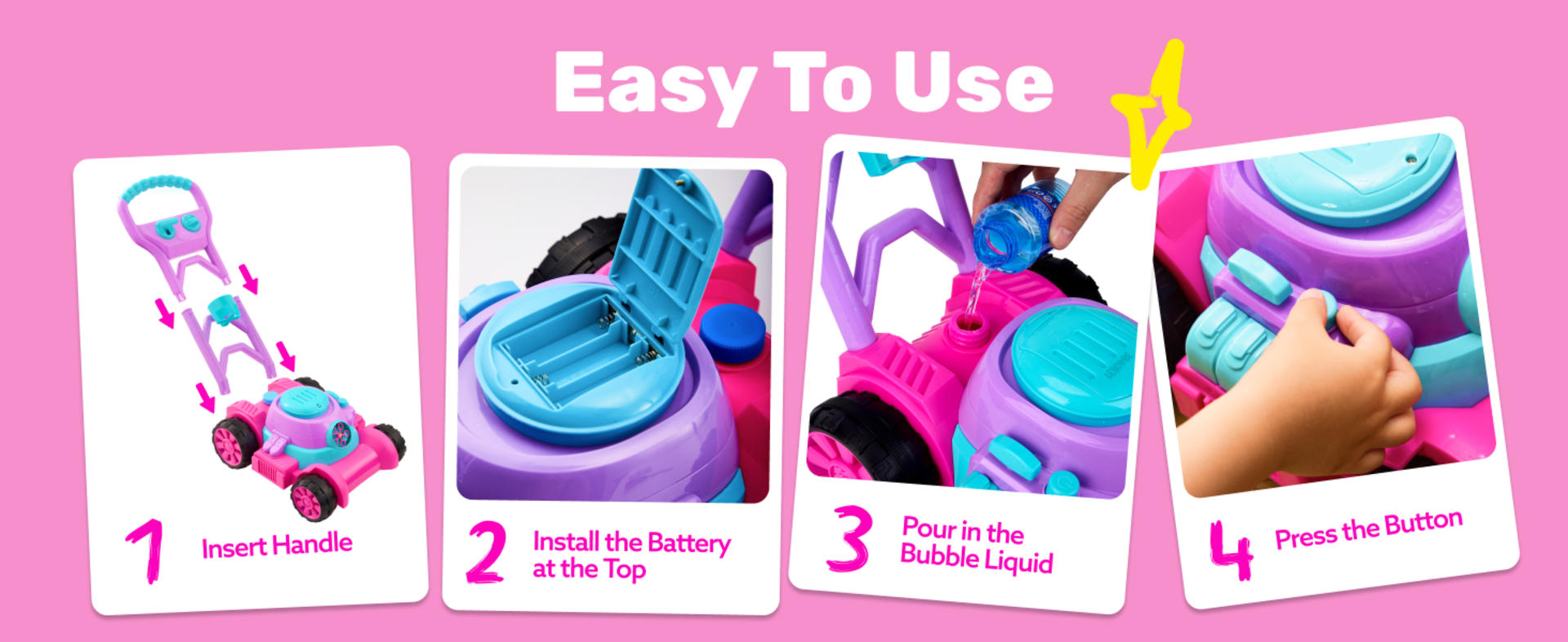 Bubble Lawn Mower Toddler Toys - Spill-Proof Bubble Machine for Ages 1-3 detail 4