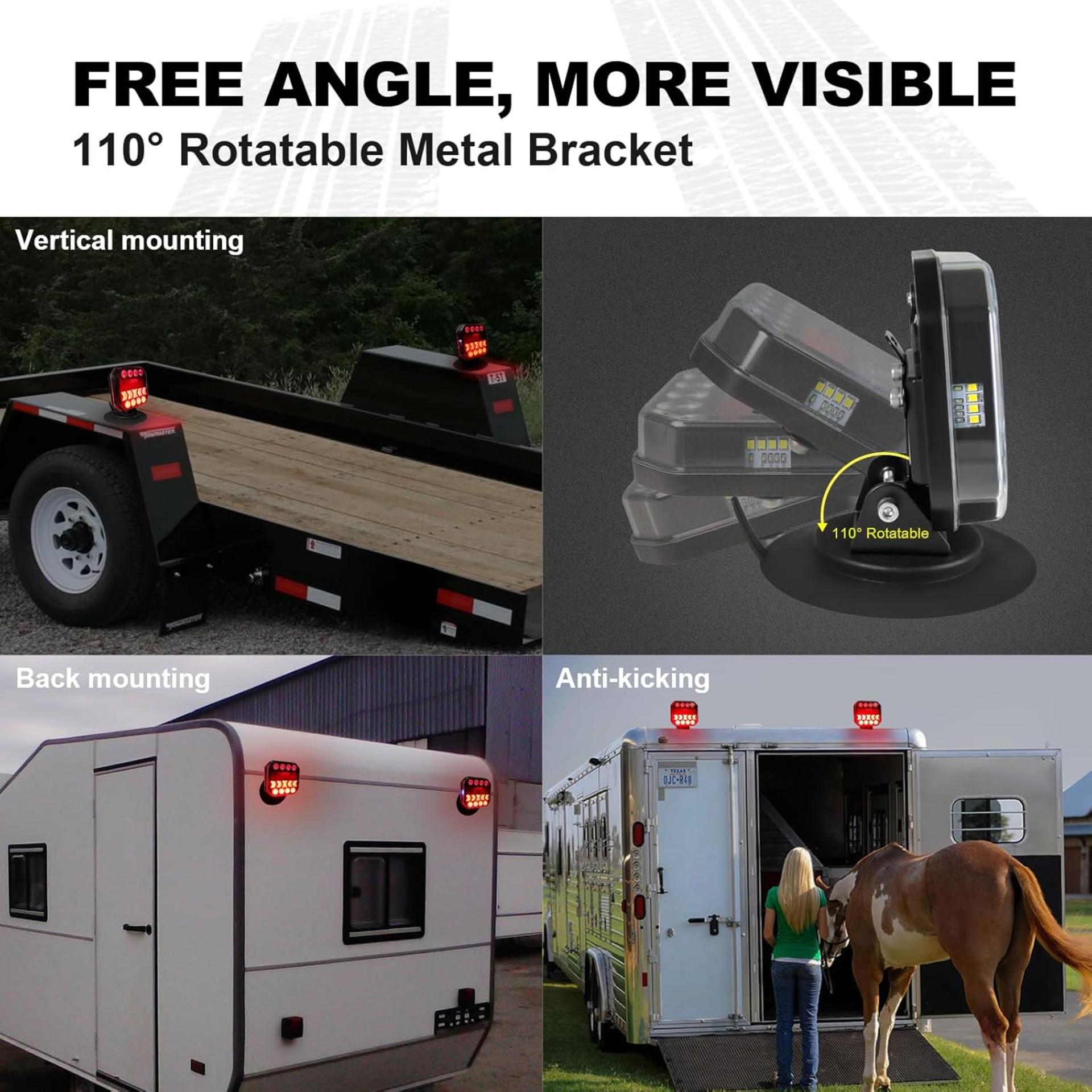 Wireless Trailer Lights 110° Rotatable, Magnetic LED Tail Light Kit for Towing Truck Boat RV - 2