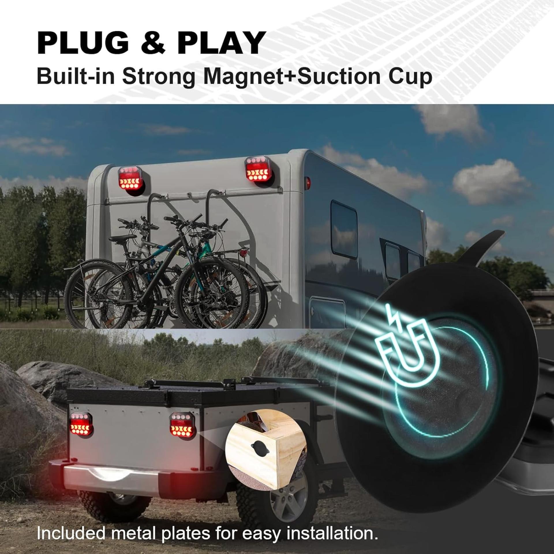 Wireless Trailer Lights 110° Rotatable, Magnetic LED Tail Light Kit for Towing Truck Boat RV - 4