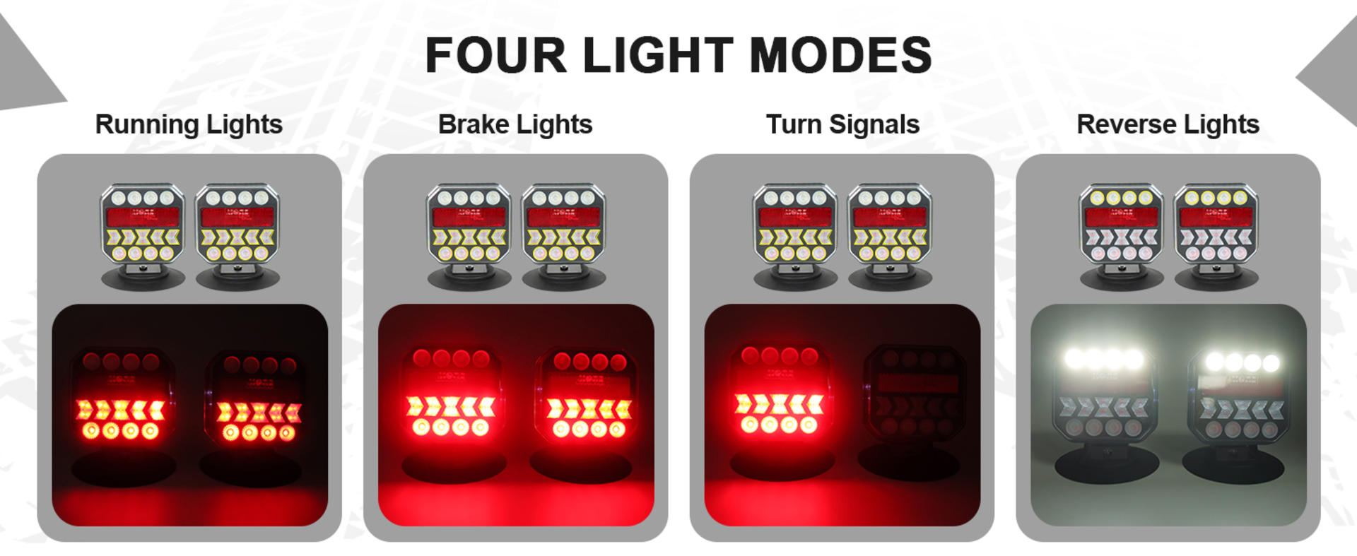 Wireless Trailer Lights 110° Rotatable, Magnetic LED Tail Light Kit for Towing Truck Boat RV detail 2