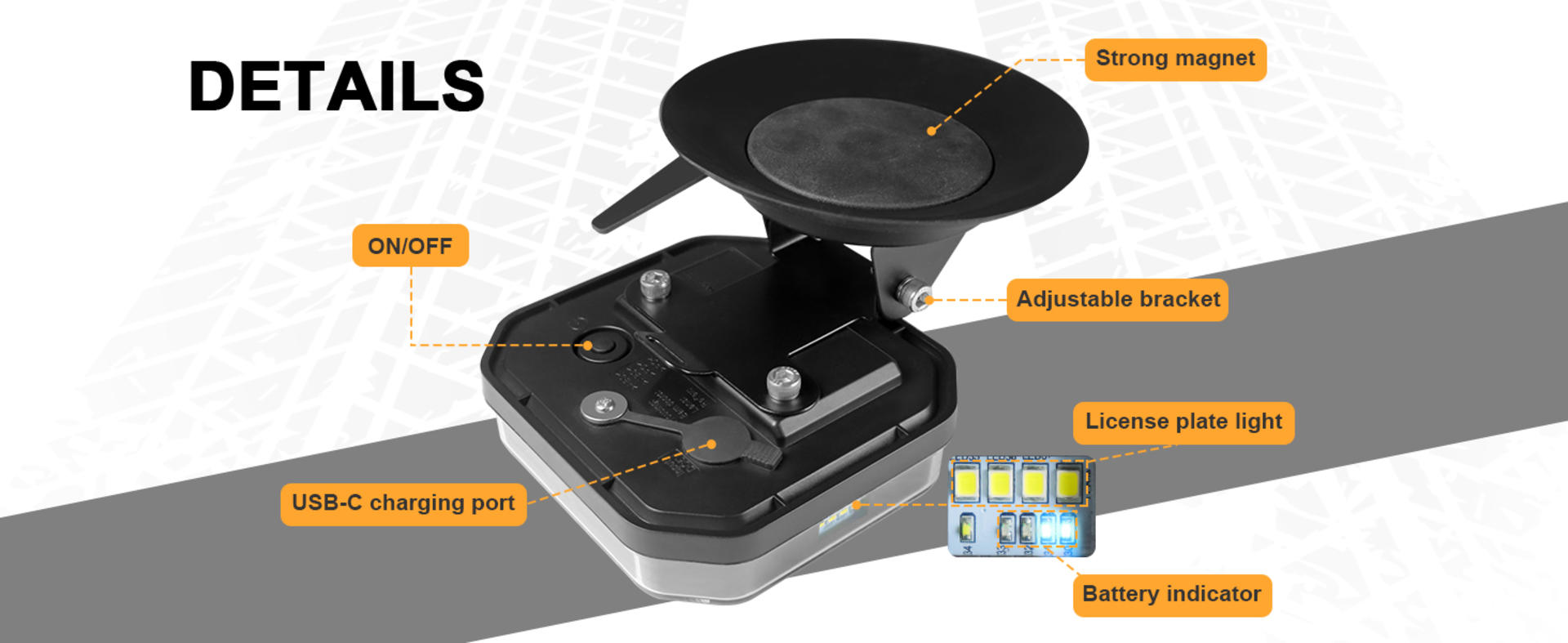 Wireless Trailer Lights 110° Rotatable, Magnetic LED Tail Light Kit for Towing Truck Boat RV detail 3