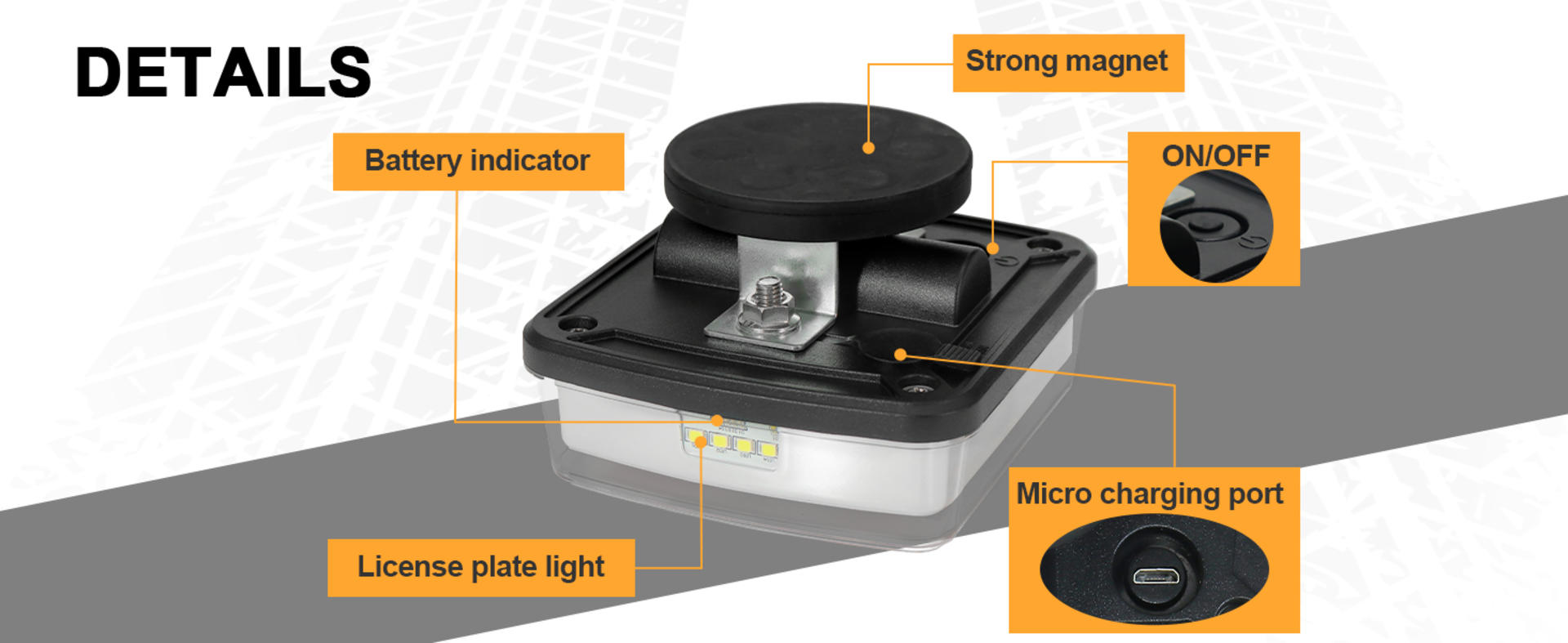 Magnetic Wireless Trailer Lights, Rechargeable LED Towing Light Kit for RV Camper Boat detail 3