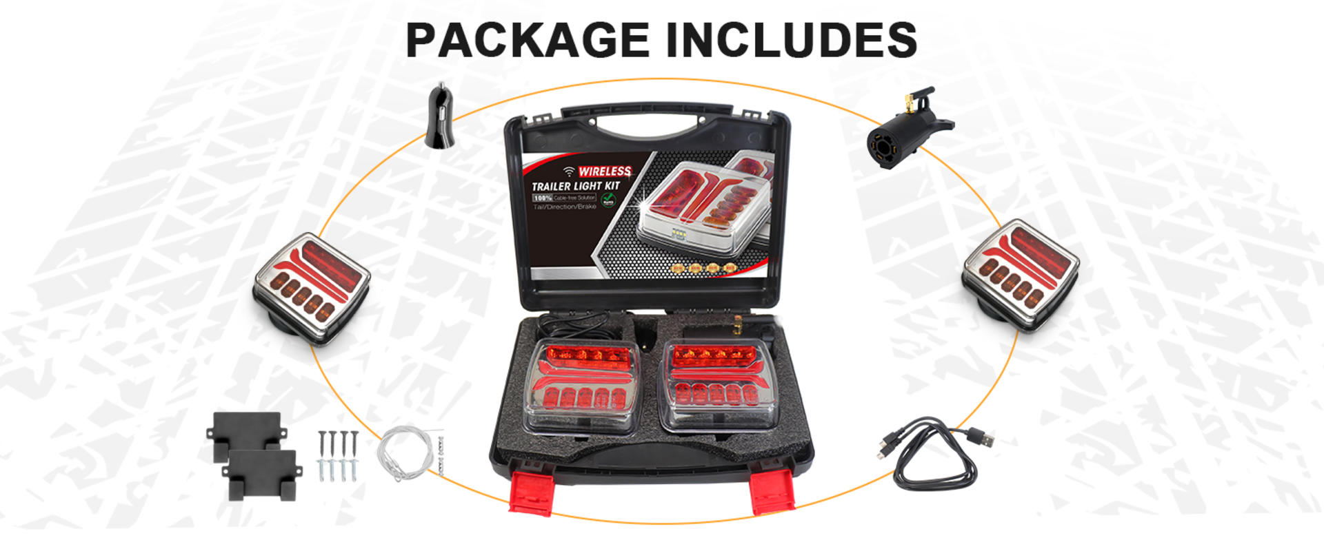 Magnetic Wireless Trailer Lights, Rechargeable LED Towing Light Kit for RV Camper Boat detail 5