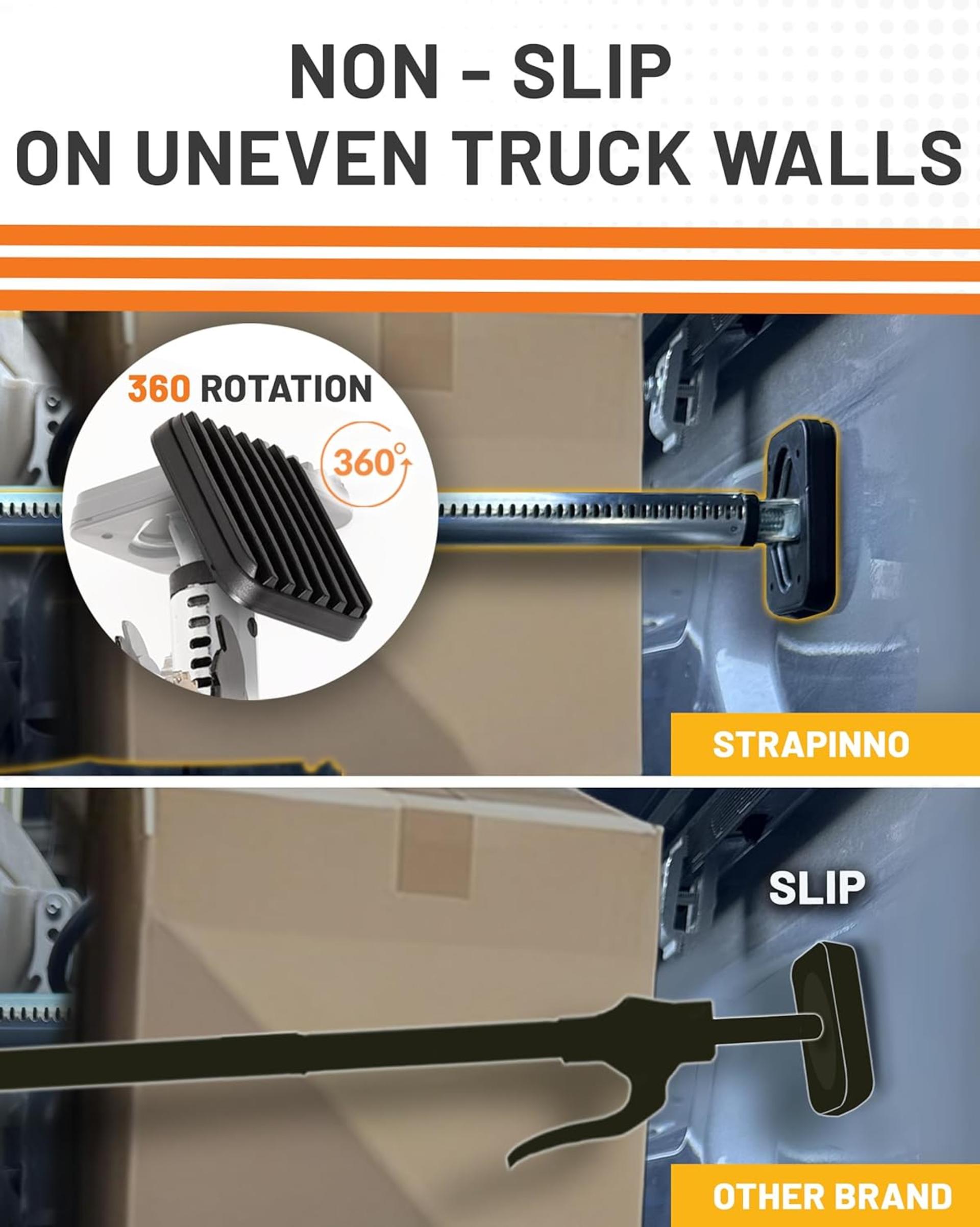 Ratcheting Cargo Bar 44"-74", Non-Slip Truck Bed Divider, Strong 1.25" Tube Adjustable Stabilizer - 3