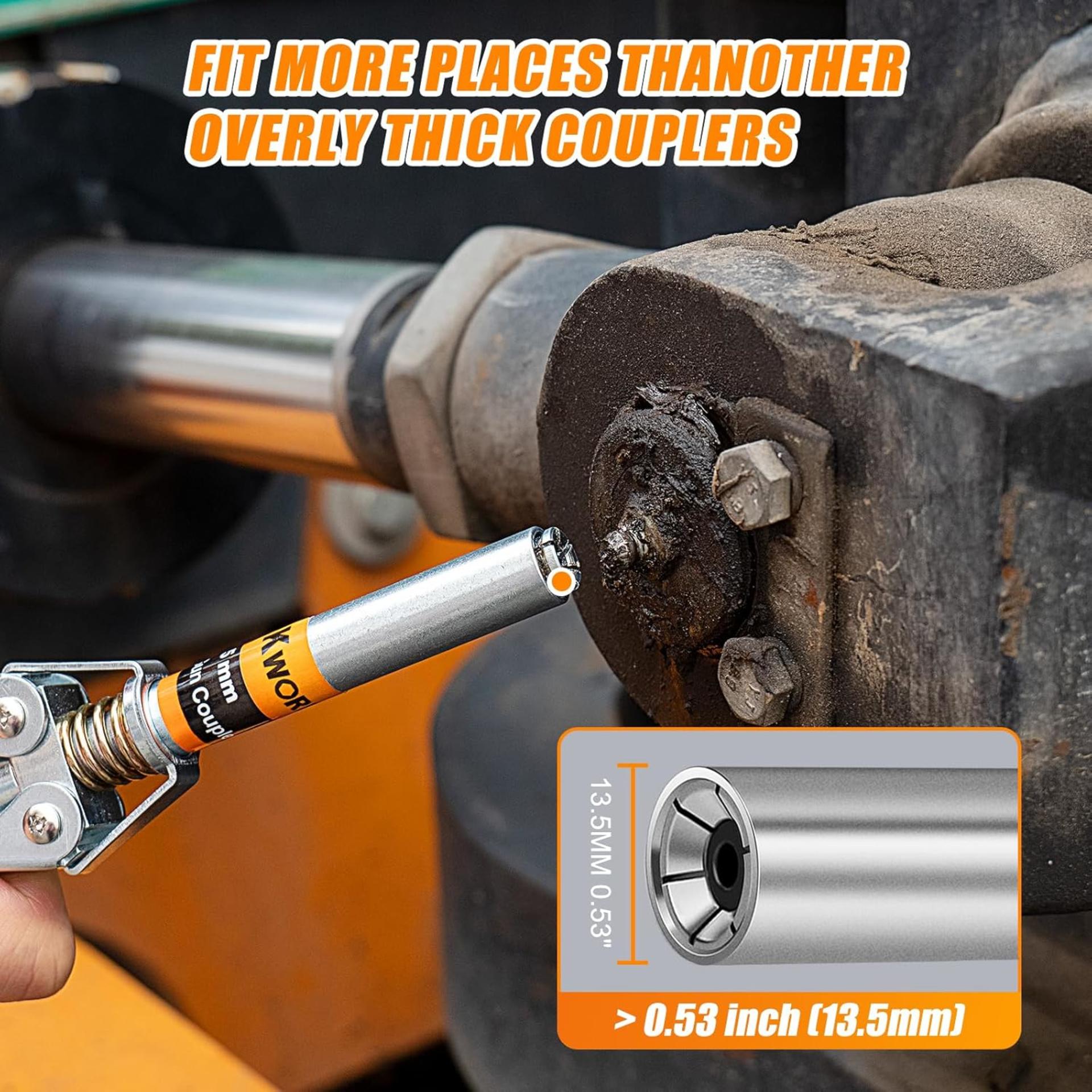 Double Handle Extra Reach Grease Gun Coupler Set with 90 Degree Adaptor, 12000 PSI - 9
