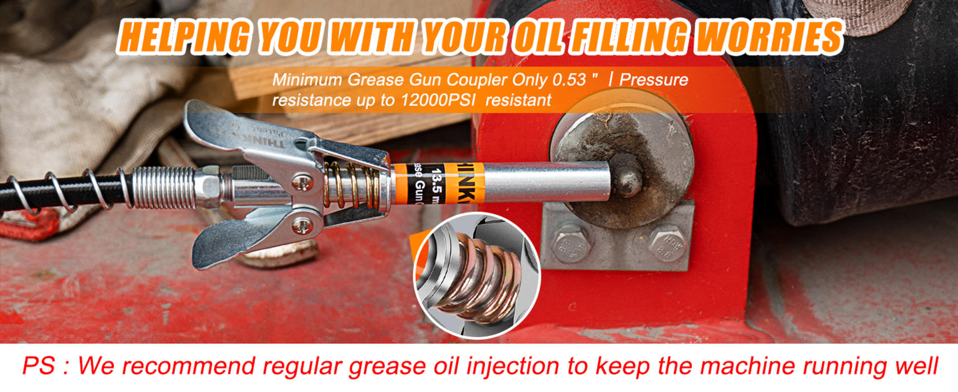Double Handle Extra Reach Grease Gun Coupler Set with 90 Degree Adaptor, 12000 PSI detail 6