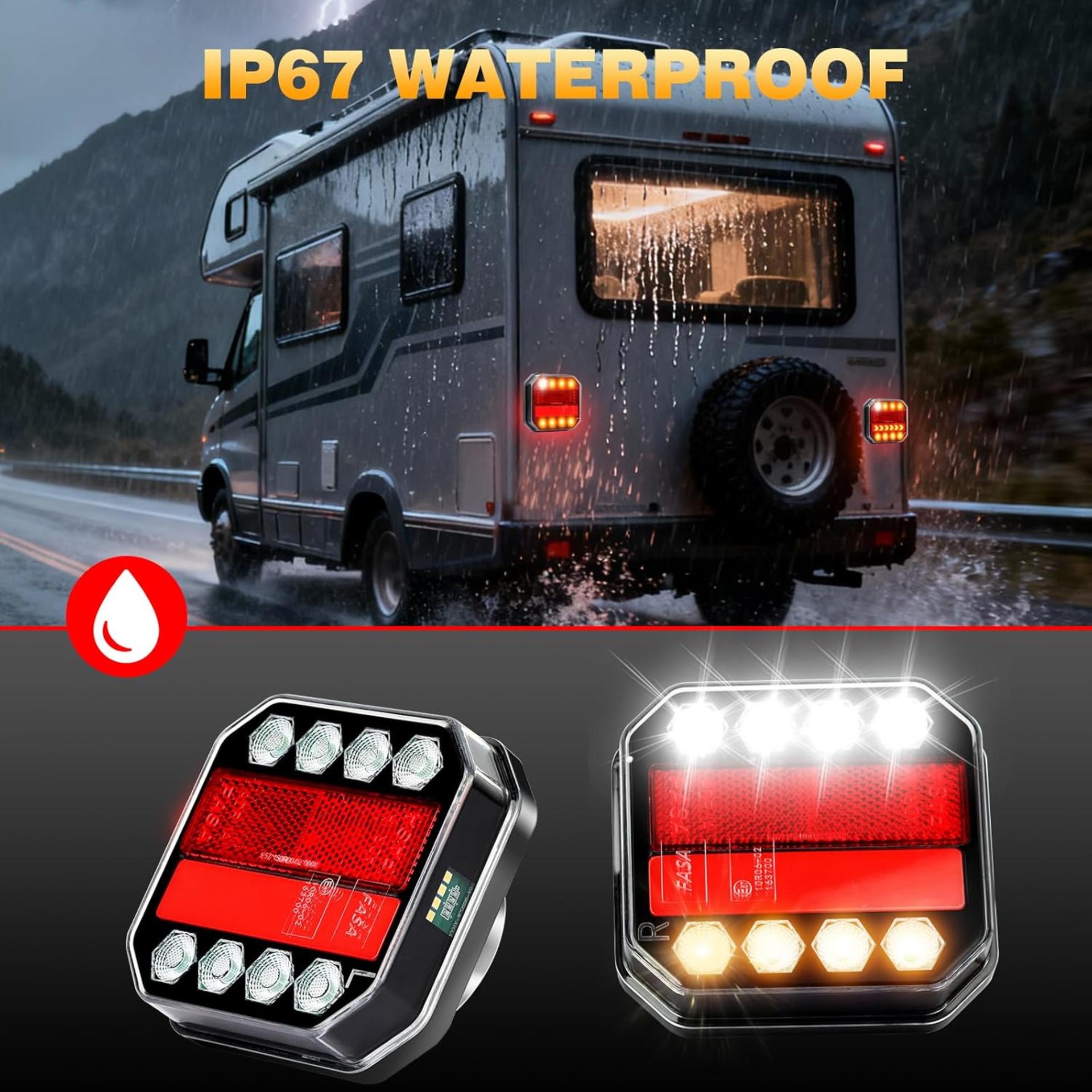 Magnetic Wireless Trailer Lights, 2.4GHz Rechargeable LED Tow Lights Kit, IP67 Waterproof - 5