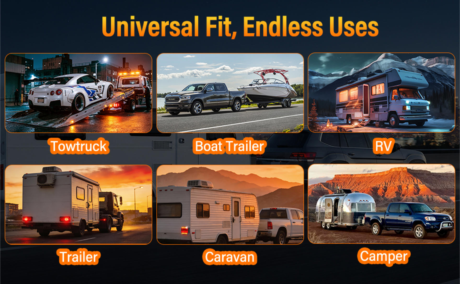 Magnetic Wireless Trailer Lights, 2.4GHz Rechargeable LED Tow Lights Kit, IP67 Waterproof detail 4