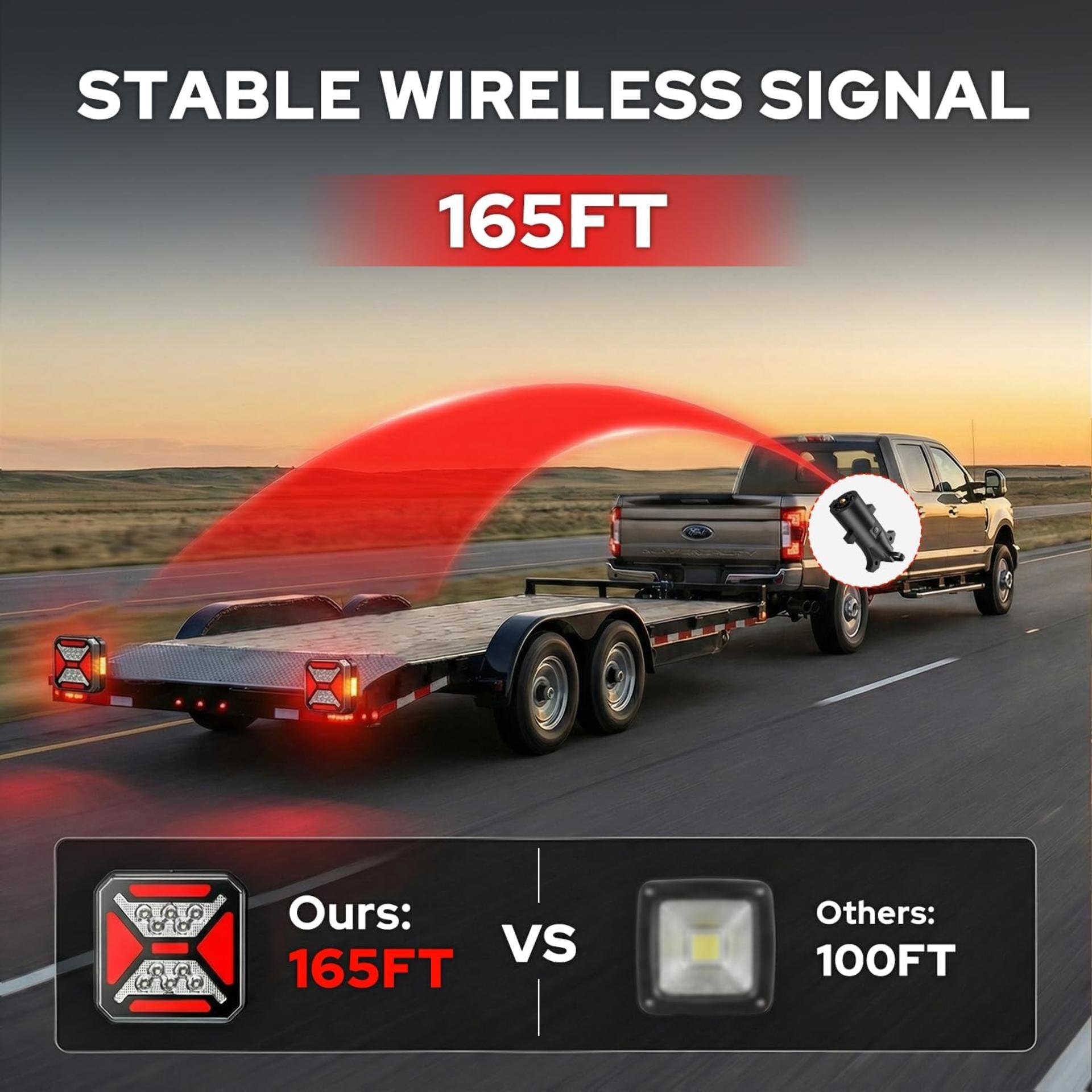 2026 Upgraded 8-in-1 Wireless Trailer Lights, Magnetic LED Tow Lights with 165FT Range - 2