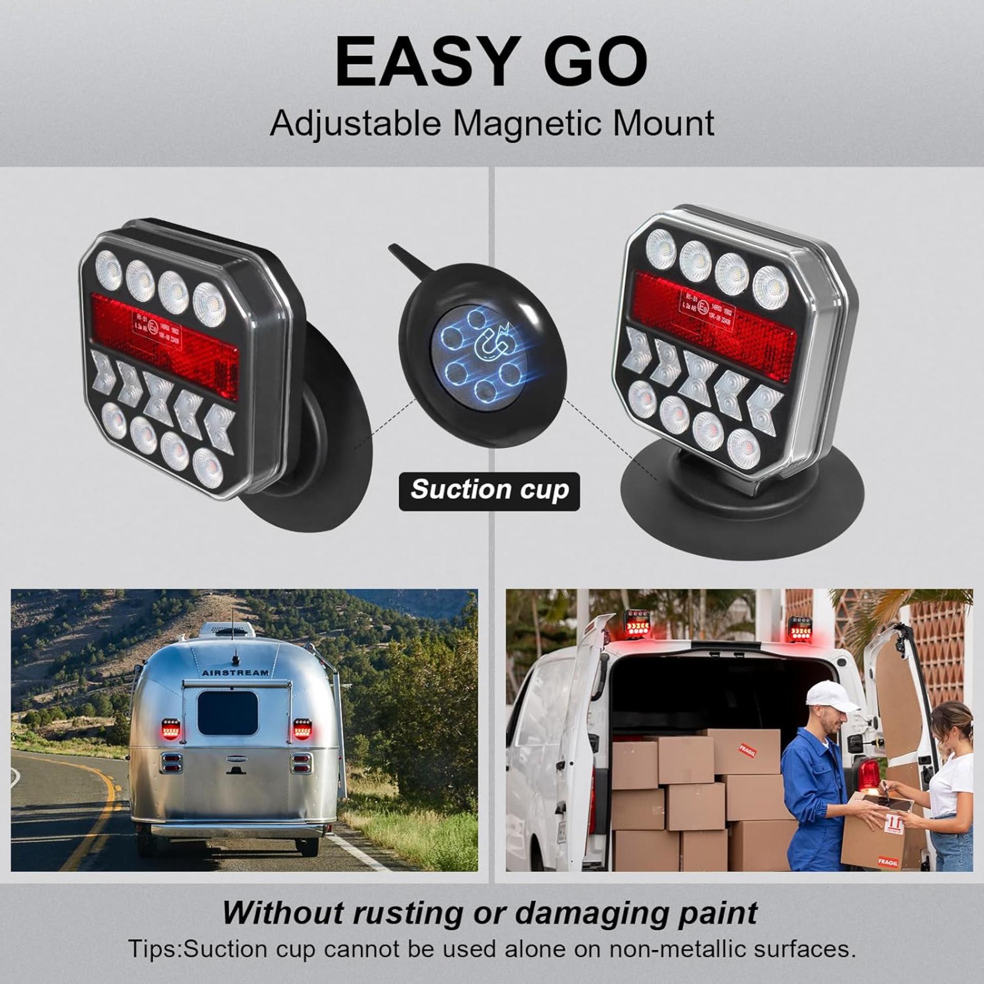 USB-C Wireless Trailer Lights, Adjustable Magnetic Tow Light Kit with Reverse - 3