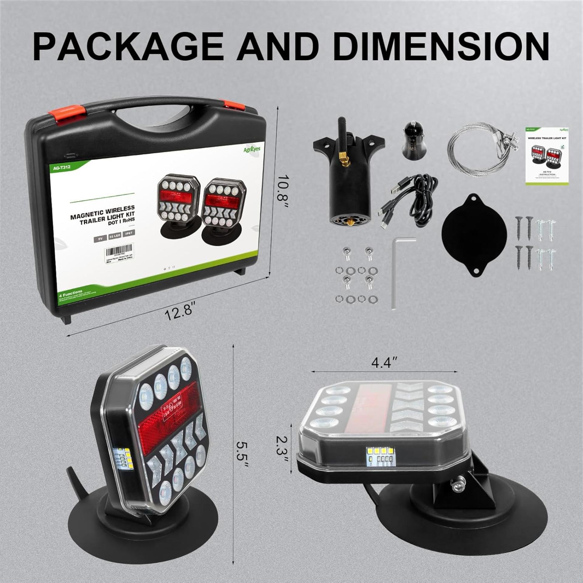 USB-C Wireless Trailer Lights, Adjustable Magnetic Tow Light Kit with Reverse - 6