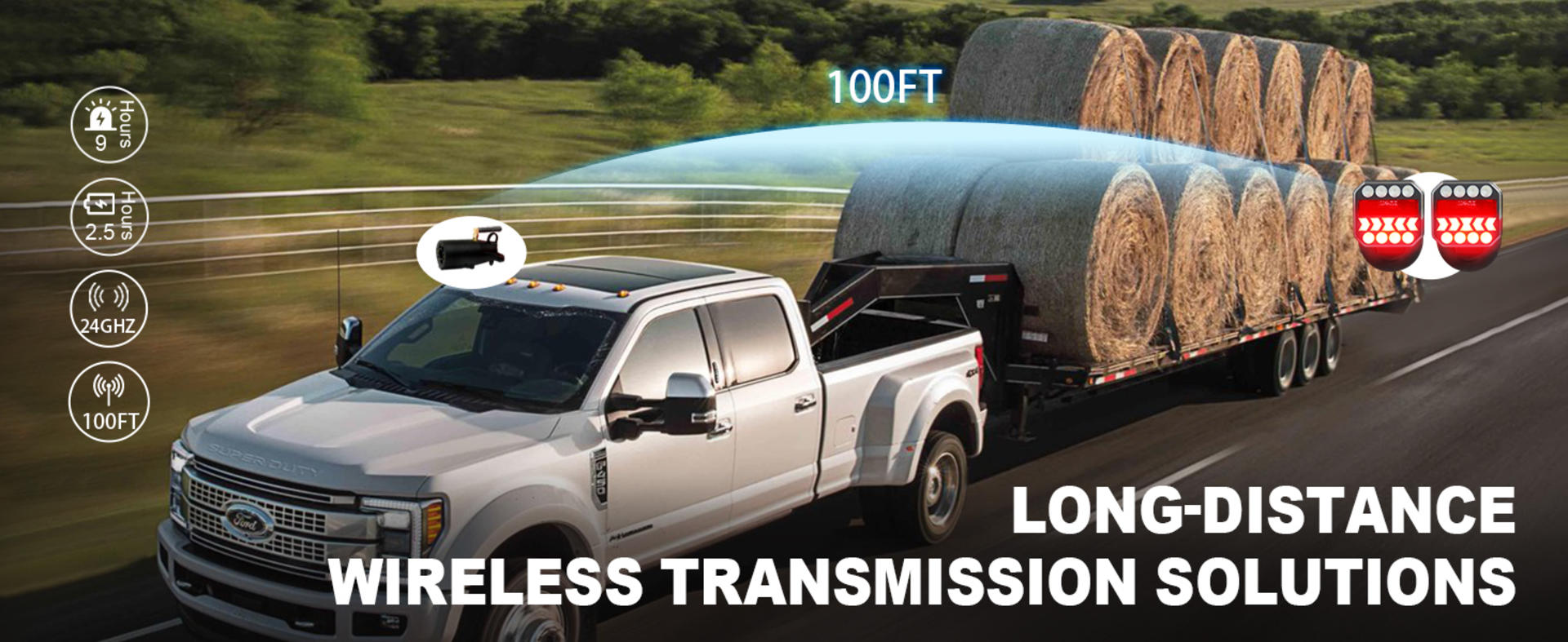USB-C Wireless Trailer Lights, Adjustable Magnetic Tow Light Kit with Reverse detail 1