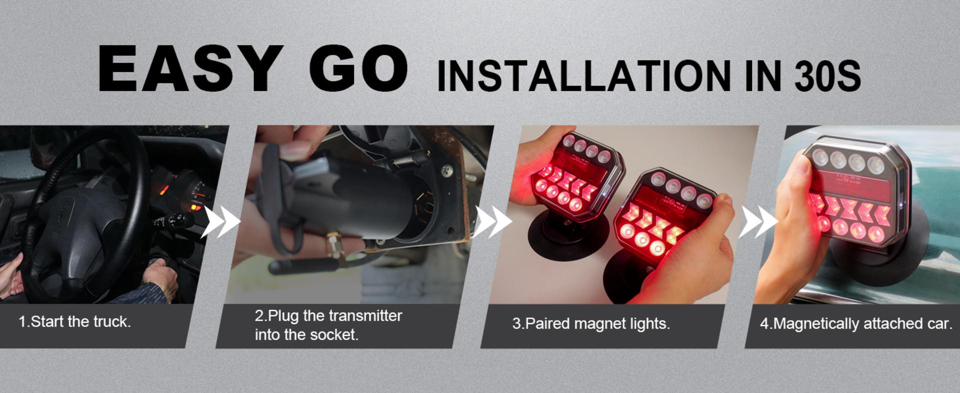 USB-C Wireless Trailer Lights, Adjustable Magnetic Tow Light Kit with Reverse detail 2