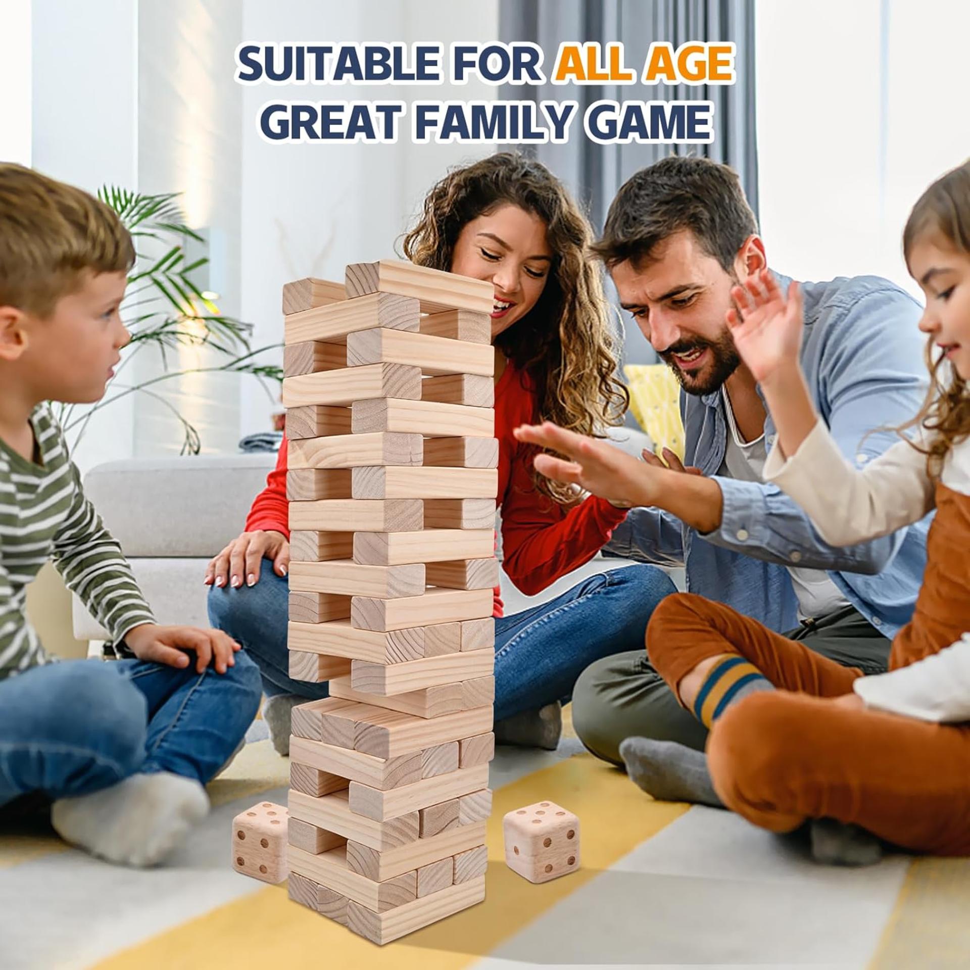 Giant Tumble Tower Game - 57 Pine Wood Blocks Stacks to 4.2FT with Carrying Bag - 3