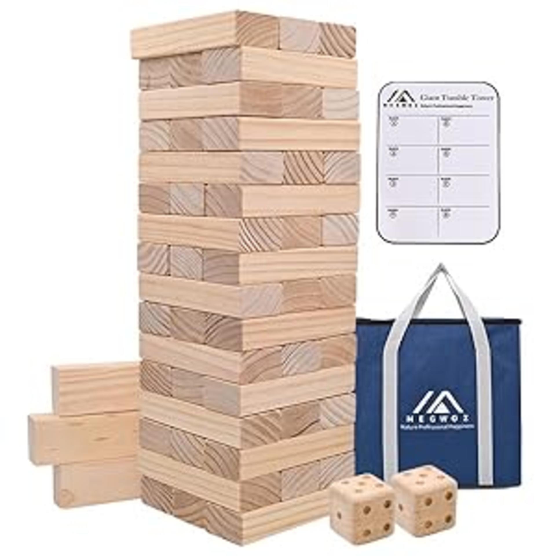 Giant Tumble Tower Game - 57 Pine Wood Blocks Stacks to 4.2FT with Carrying Bag detail 3