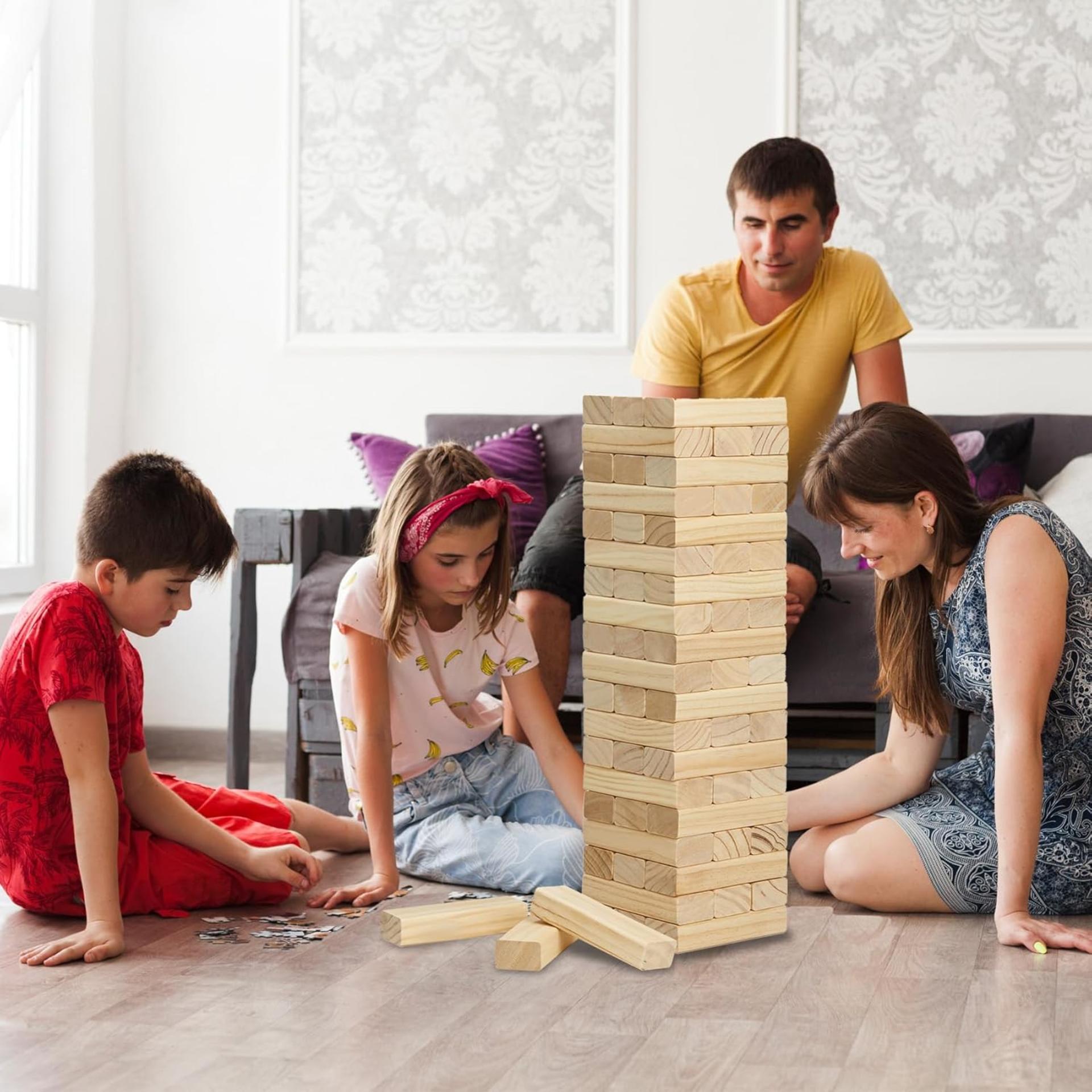 Giant Tumble Tower 57PCS Wooden Block Stacking Yard Game with Carrying Bag, 4.2 Ft Max Height - 6
