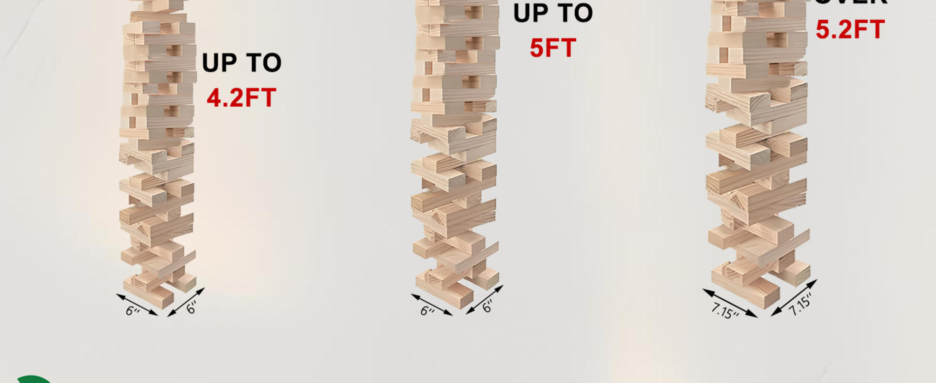 Giant Tumble Tower 57PCS Wooden Block Stacking Yard Game with Carrying Bag, 4.2 Ft Max Height detail 2