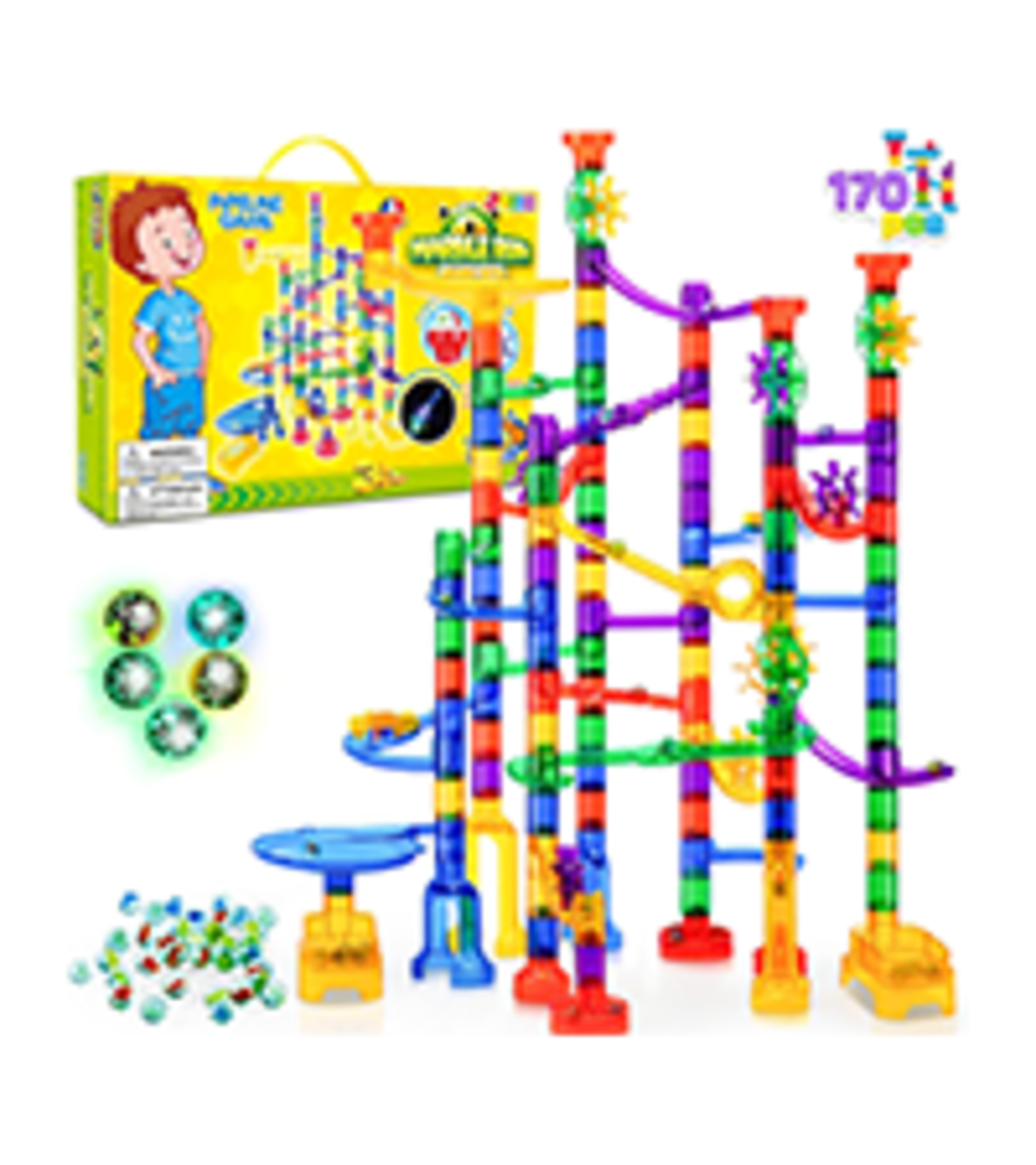 236Pcs Glowing Marble Run with Motorized Elevator - STEM Building Blocks Toy detail 10