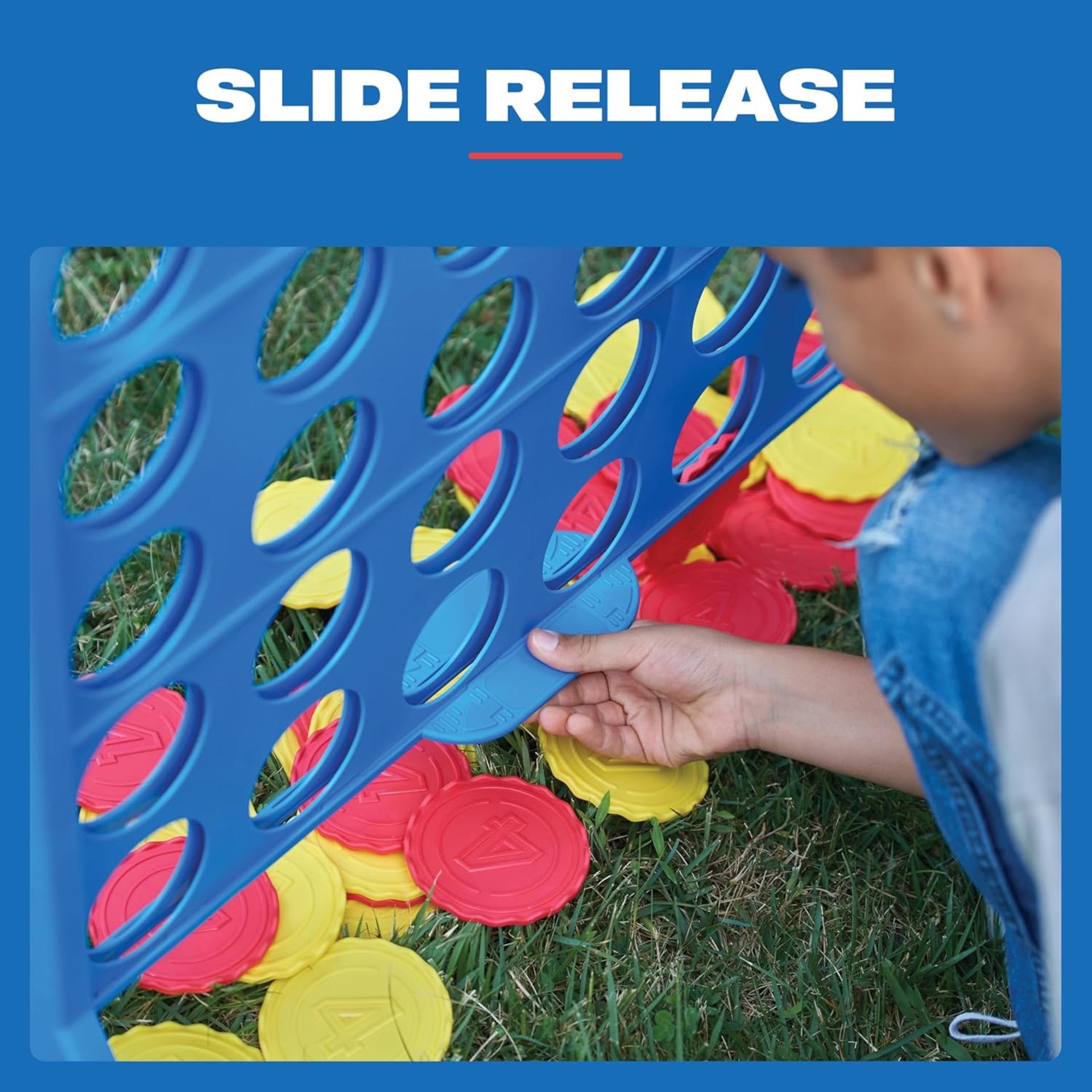 Oversized 4-in-a-Row Strategy Game - Giant Outdoor Edition with 42 Discs and Slide-Release Reset - 3