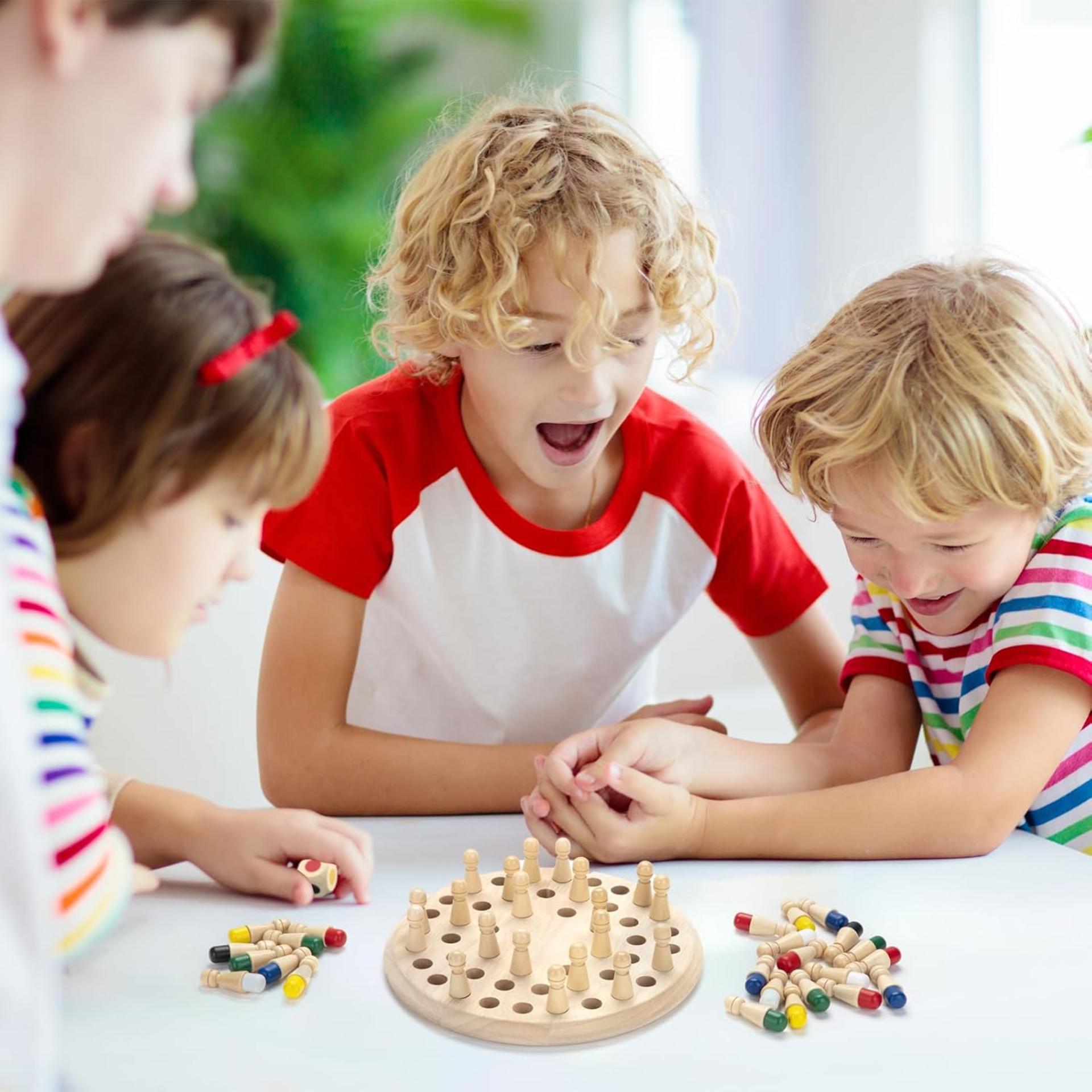 Wooden Memory Chess Matching Game - Montessori Educational Toy for Kids and Adults - 6