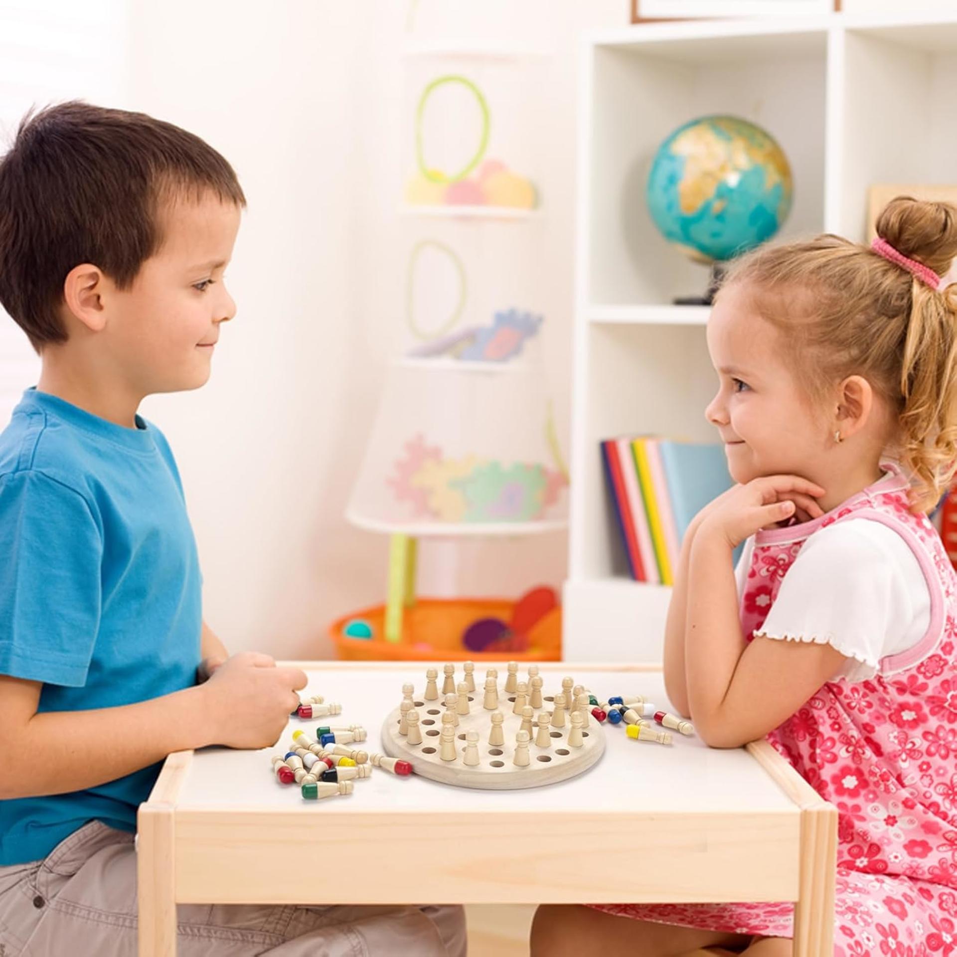 Wooden Memory Chess Matching Game - Montessori Educational Toy for Kids and Adults - 5