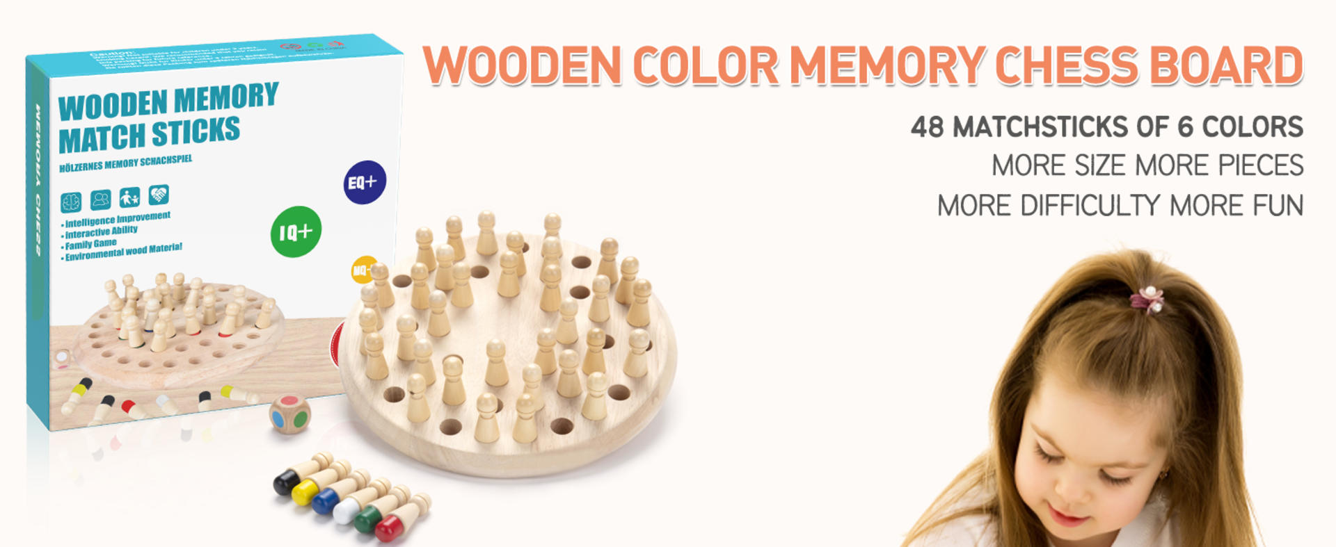 Wooden Memory Chess Matching Game - Montessori Educational Toy for Kids and Adults detail 1