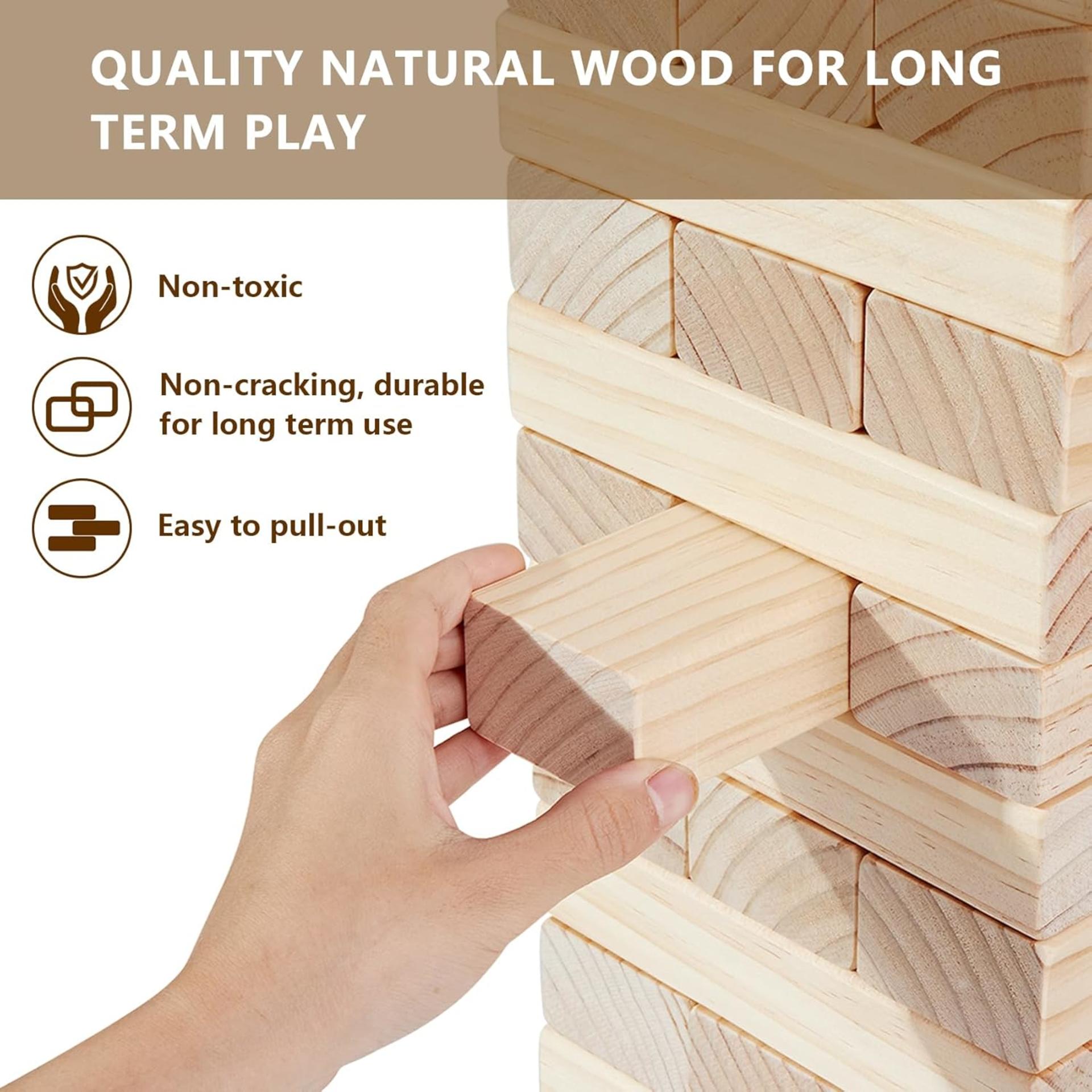 Giant Timber Blocks Game, 57 Large Pine Wood Stacking Blocks with Carry Bag and Scoreboard - 2
