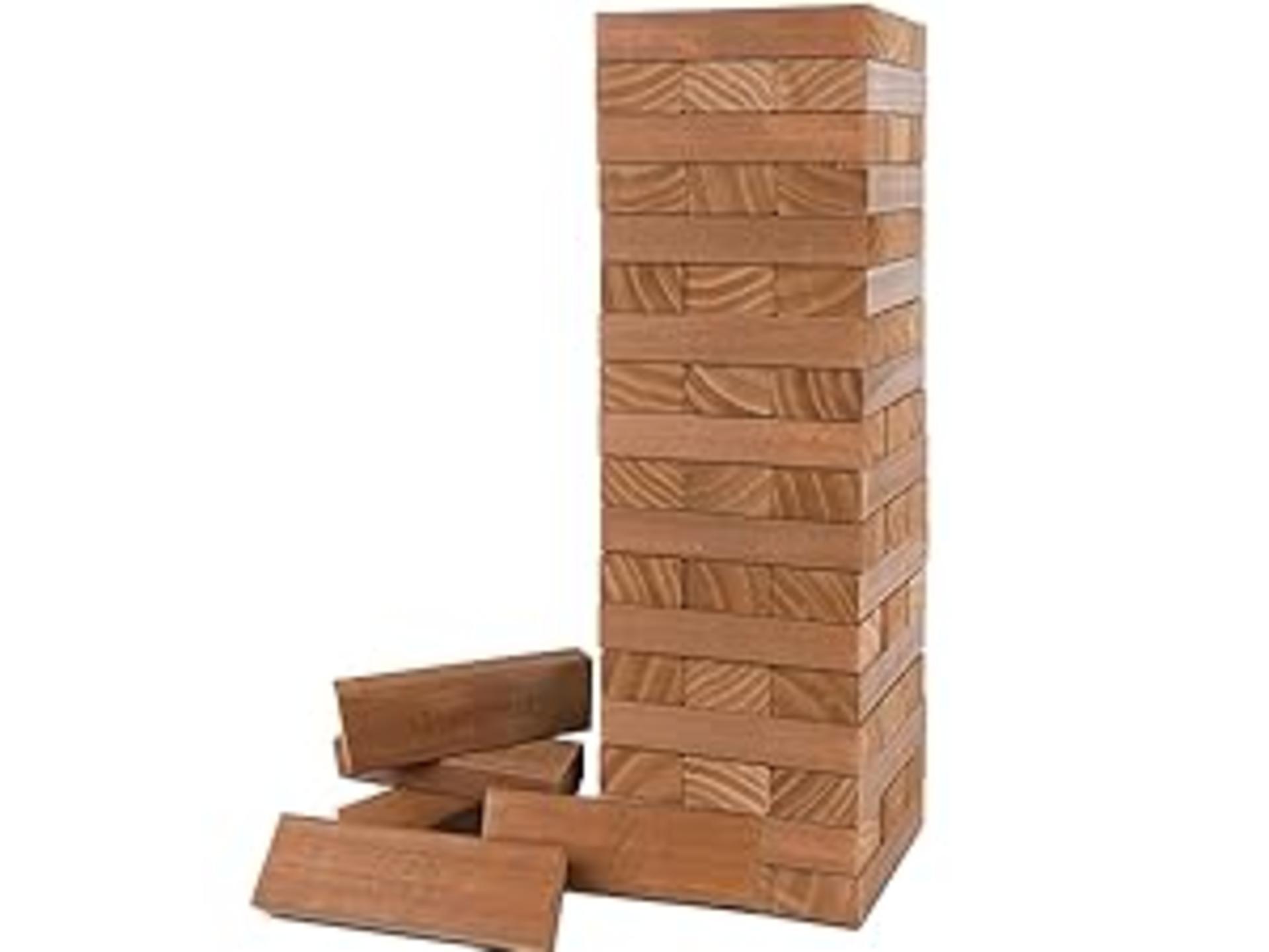 54 Piece Giant Tumble Tower Brown Wooden Stacking Game with Gameboard & Canvas Bag detail 4