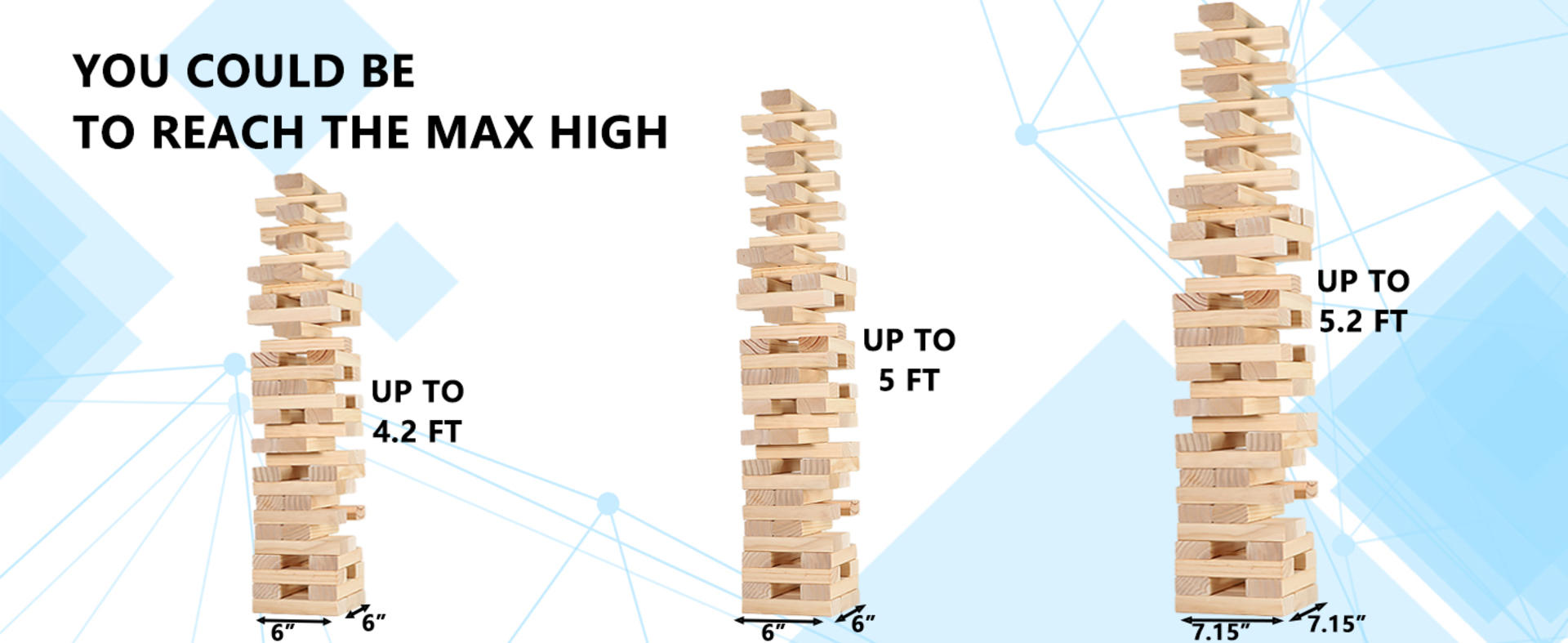 Giant Timber Blocks Game, 57 Large Pine Wood Stacking Blocks with Carry Bag and Scoreboard detail 1