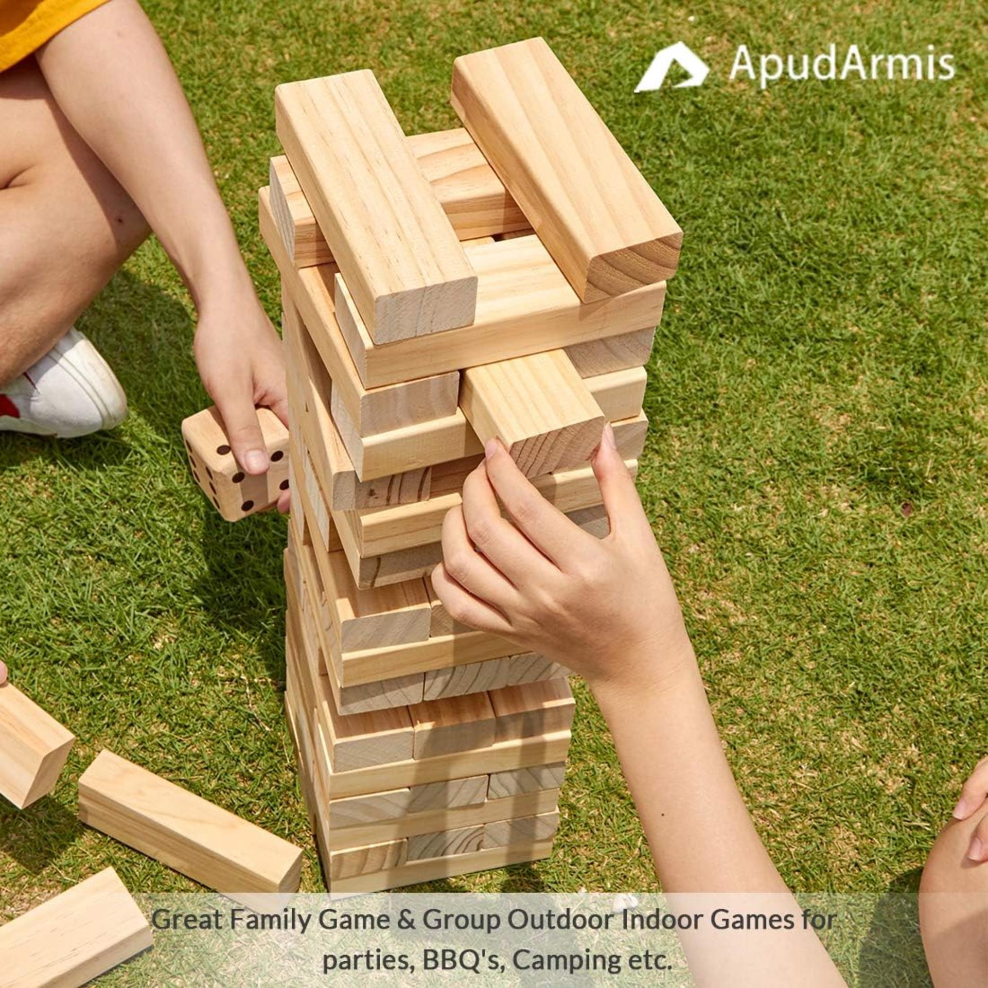 Giant Tumble Tower Stacking Game (2Ft to 4.2Ft) - 54 PCS Pine Wood Blocks with Dice and Carry Bag - 6