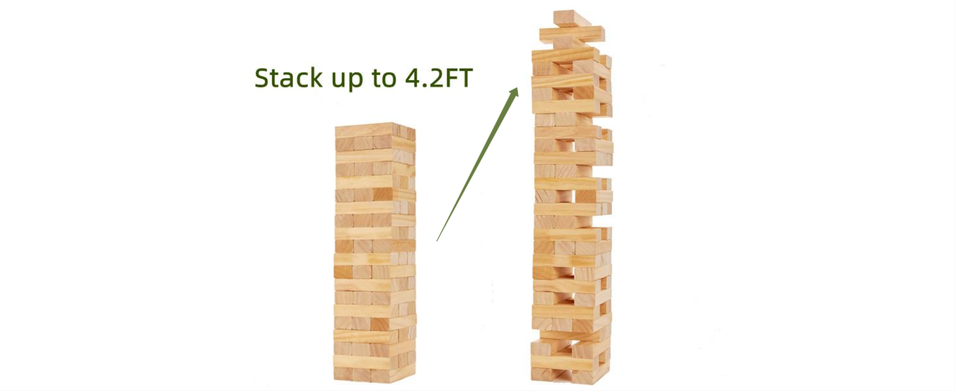 Giant Tumble Tower Stacking Game (2Ft to 4.2Ft) - 54 PCS Pine Wood Blocks with Dice and Carry Bag detail 4