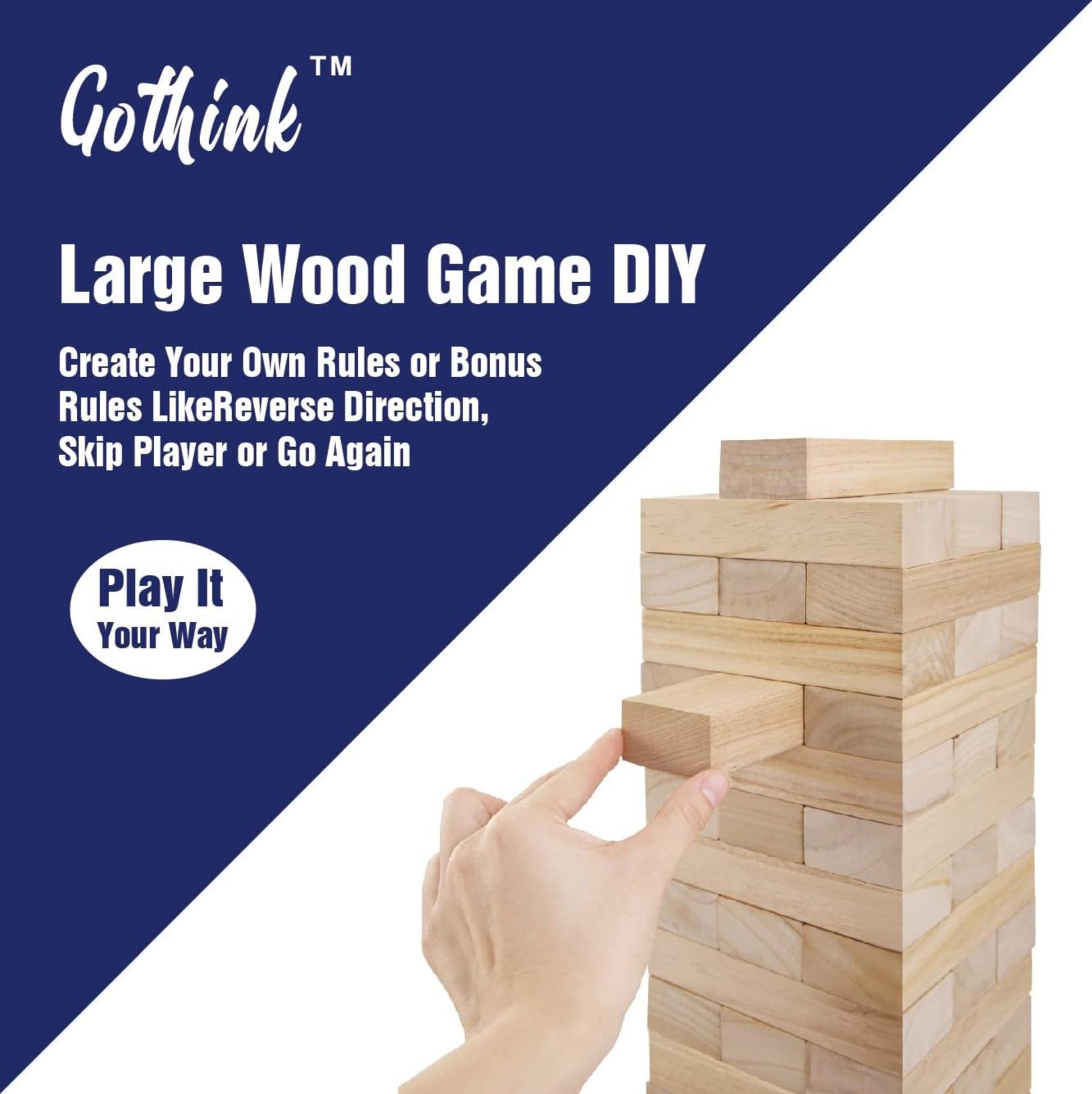Giant Tumble Tower Game - 54pcs Wooden Jumbo Blocks Stacking to Over 4 FT with Carry Case - 5