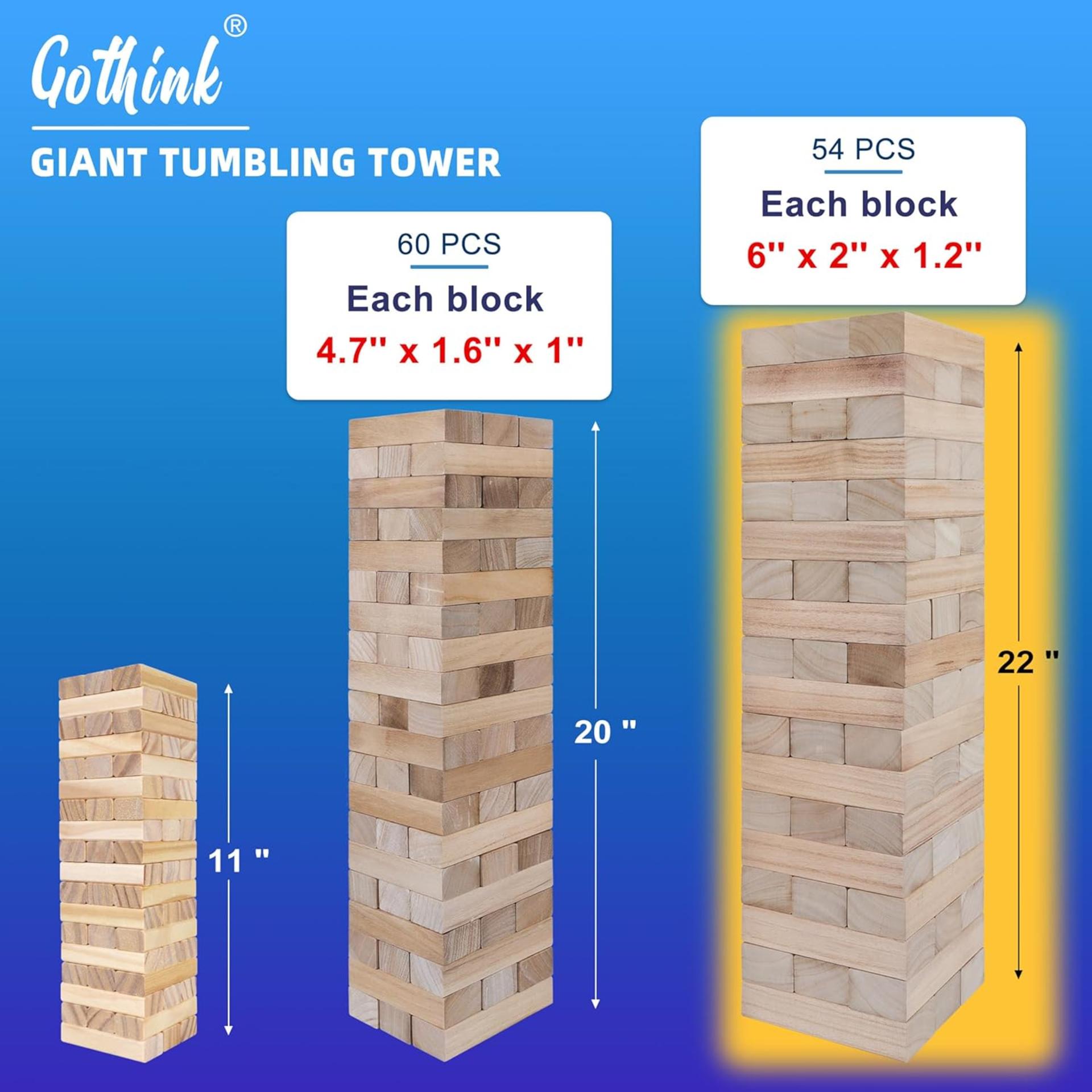 Giant Tumble Tower Game - 54pcs Wooden Jumbo Blocks Stacking to Over 4 FT with Carry Case - 8