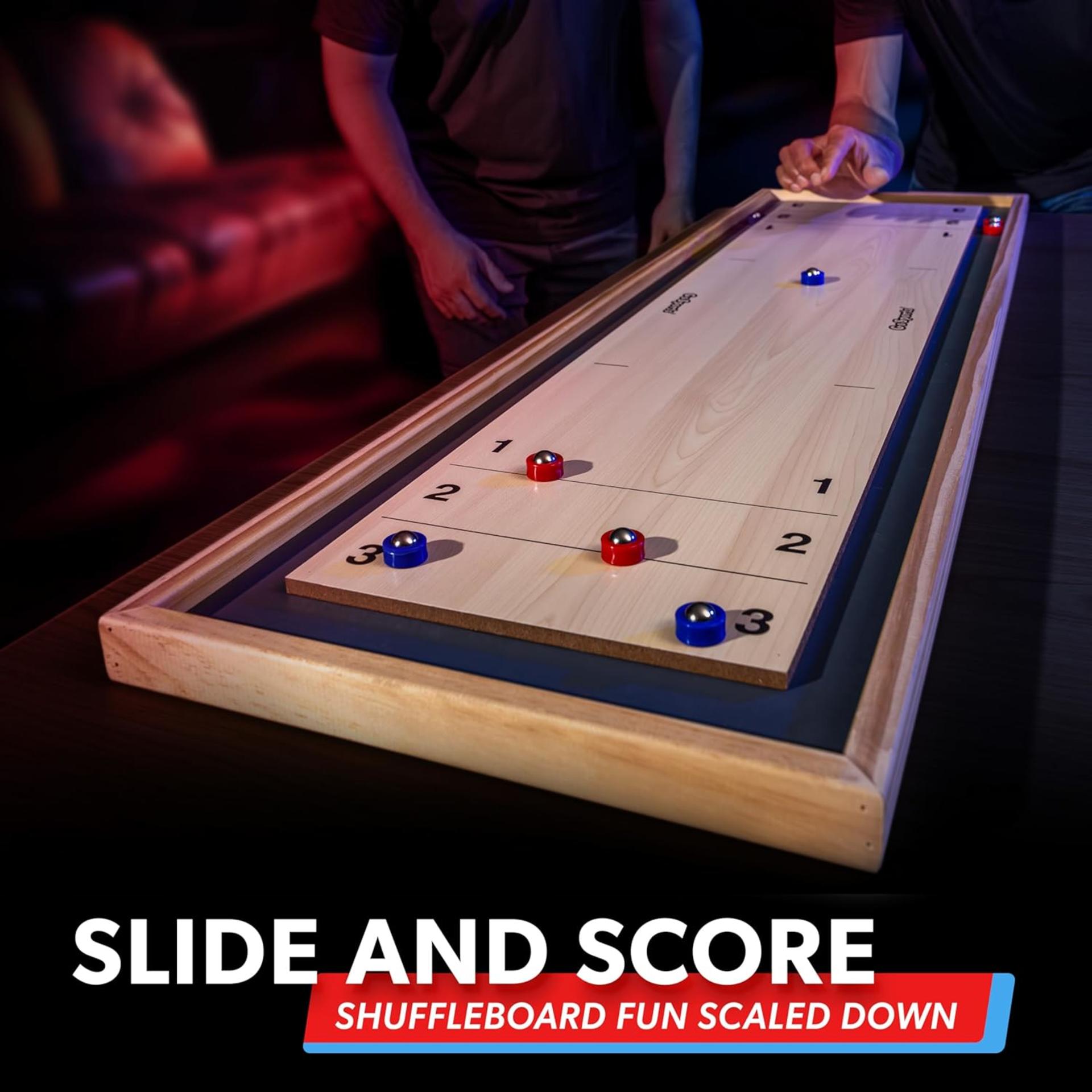 2-in-1 Tabletop Shuffleboard and Curling Game Set with Solid Wood Frame - 2
