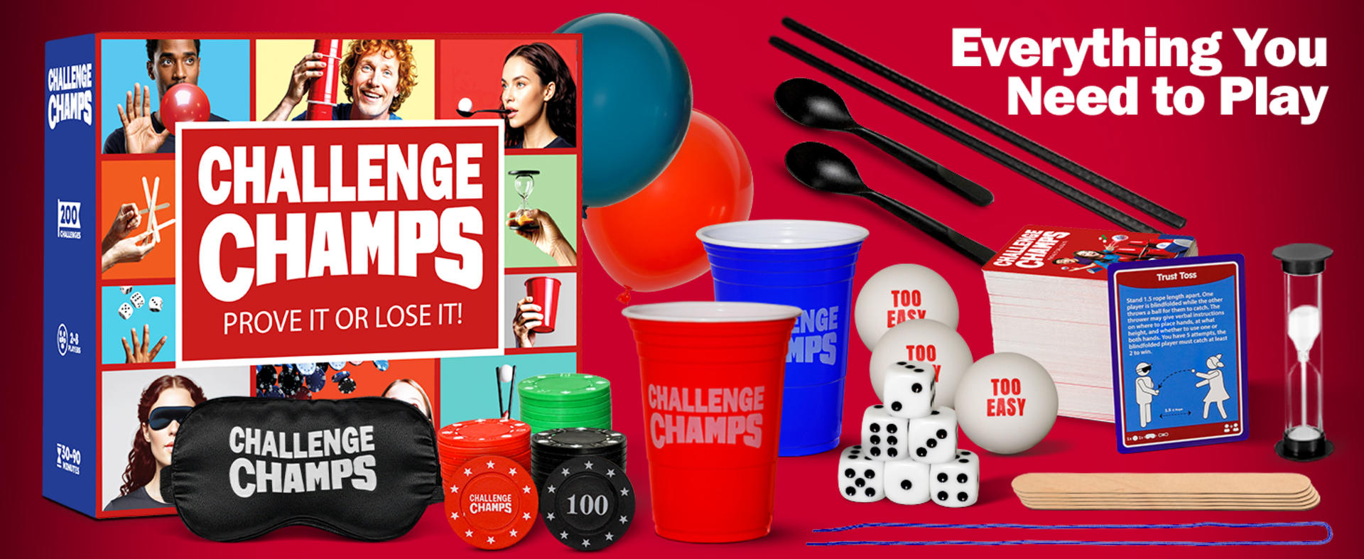 Action Party Game - 200 Skill Challenges for Team Building and Family Night with 10+ Accessories detail 2