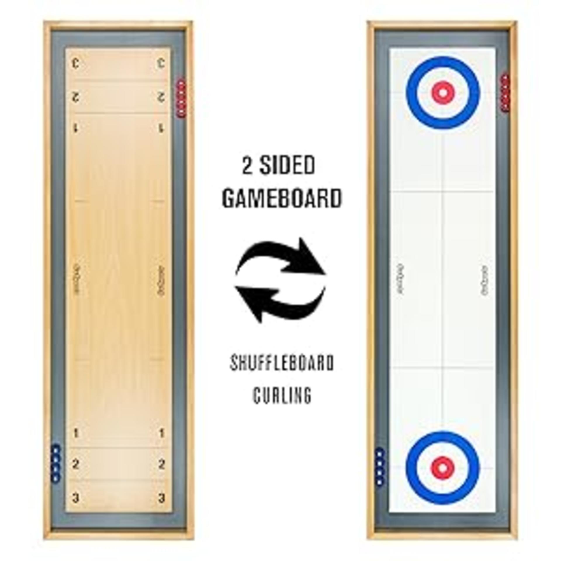 2-in-1 Tabletop Shuffleboard and Curling Game Set with Solid Wood Frame detail 2