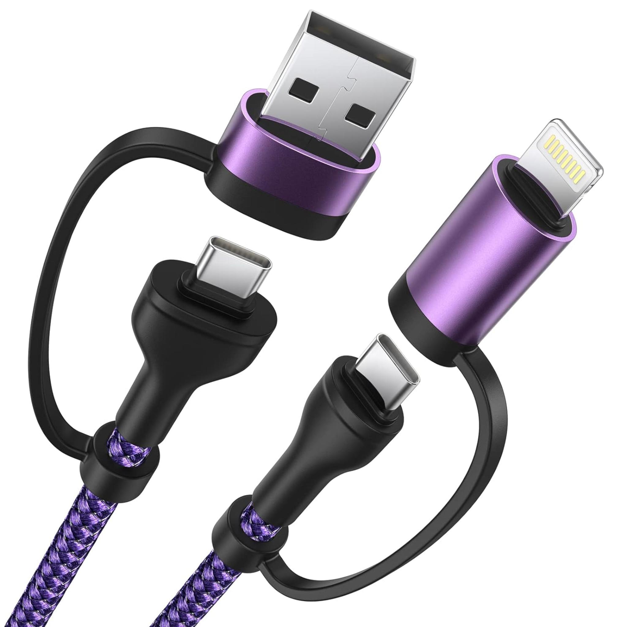 4 in 1 Fast Charging Cable 60W 6FT Apple MFi Certified USB C to Lightning Cable Nylon Braided USB A/C to C/Lightning Multi iPhone Charger Cord for iPhone 17 16 15 14 13 Pro/iPad/Samsung/MacBook