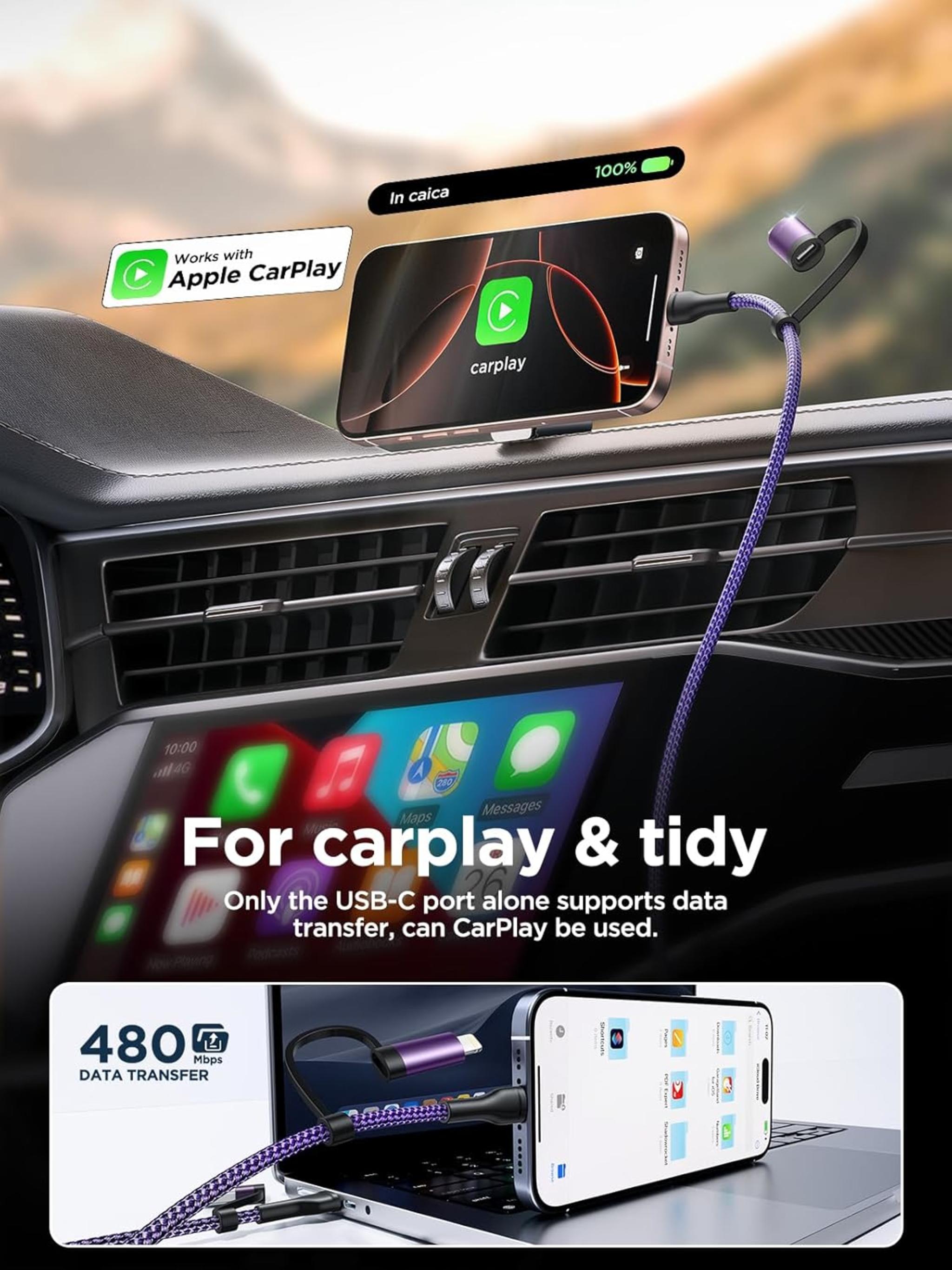 4 in 1 Fast Charging Cable 60W 6FT Apple MFi Certi