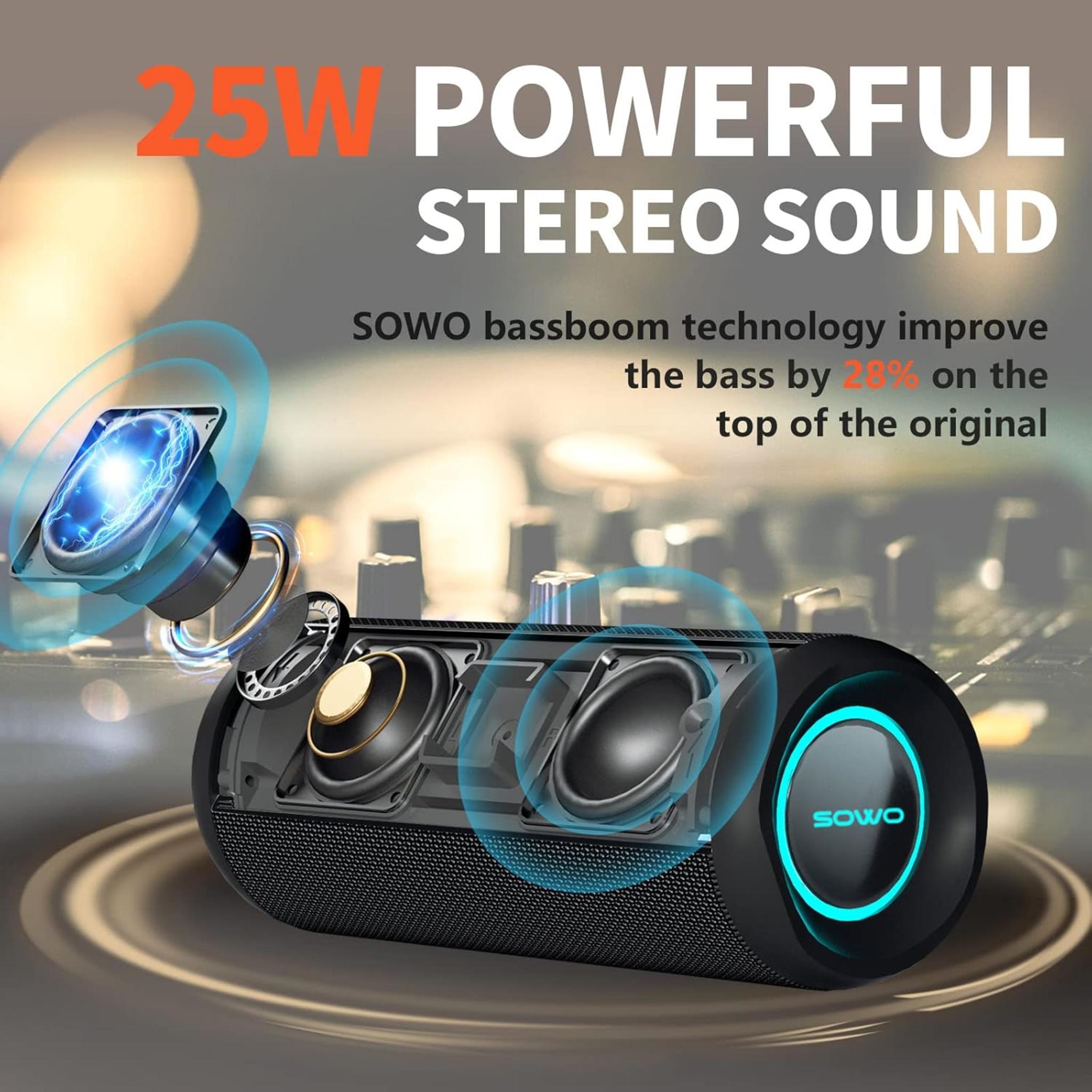 SOWO 25W Portable Bluetooth Speaker, IPX7 Waterproof