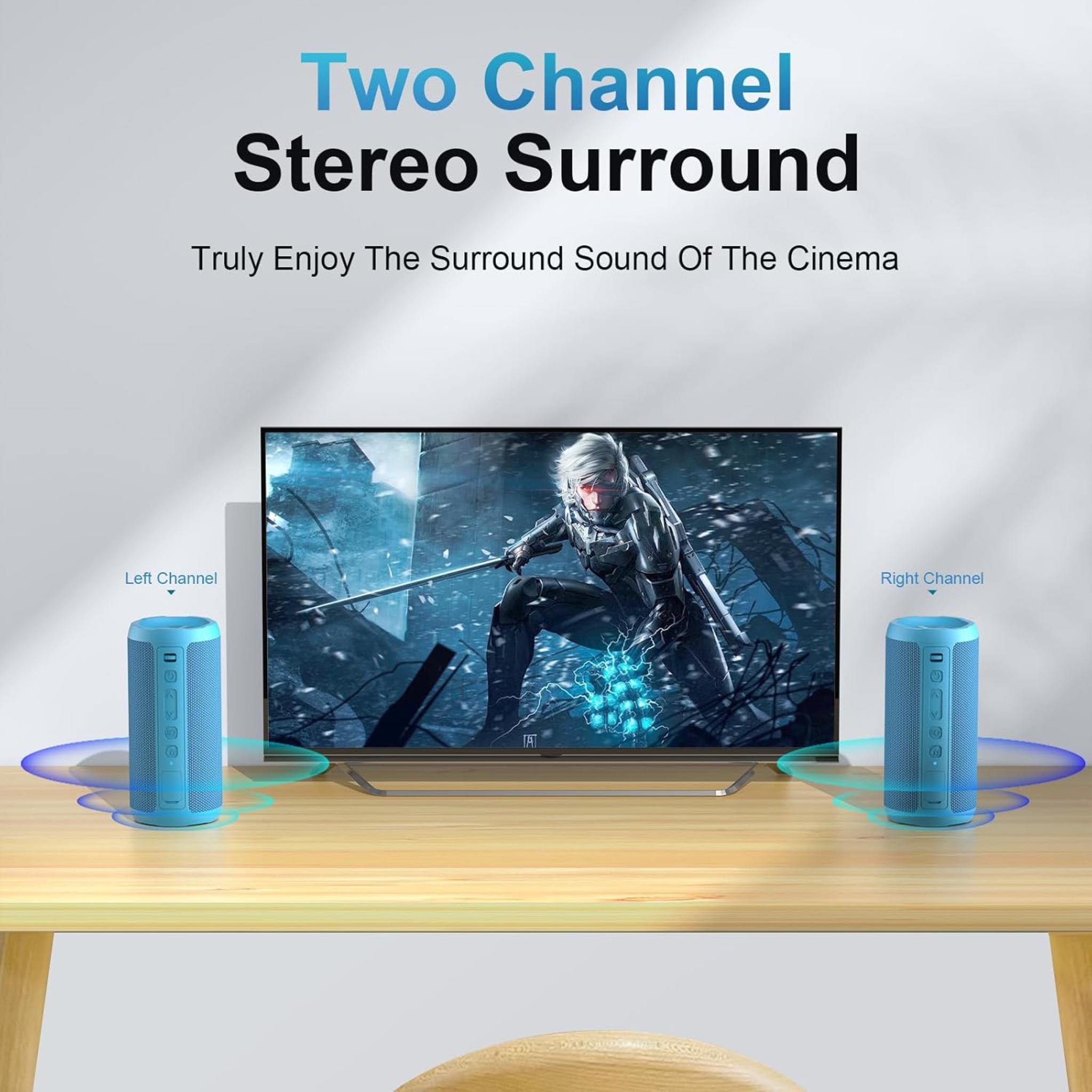 Ortizan蓝牙音箱IPX7防水24W重低音30小时续航RGB灯效