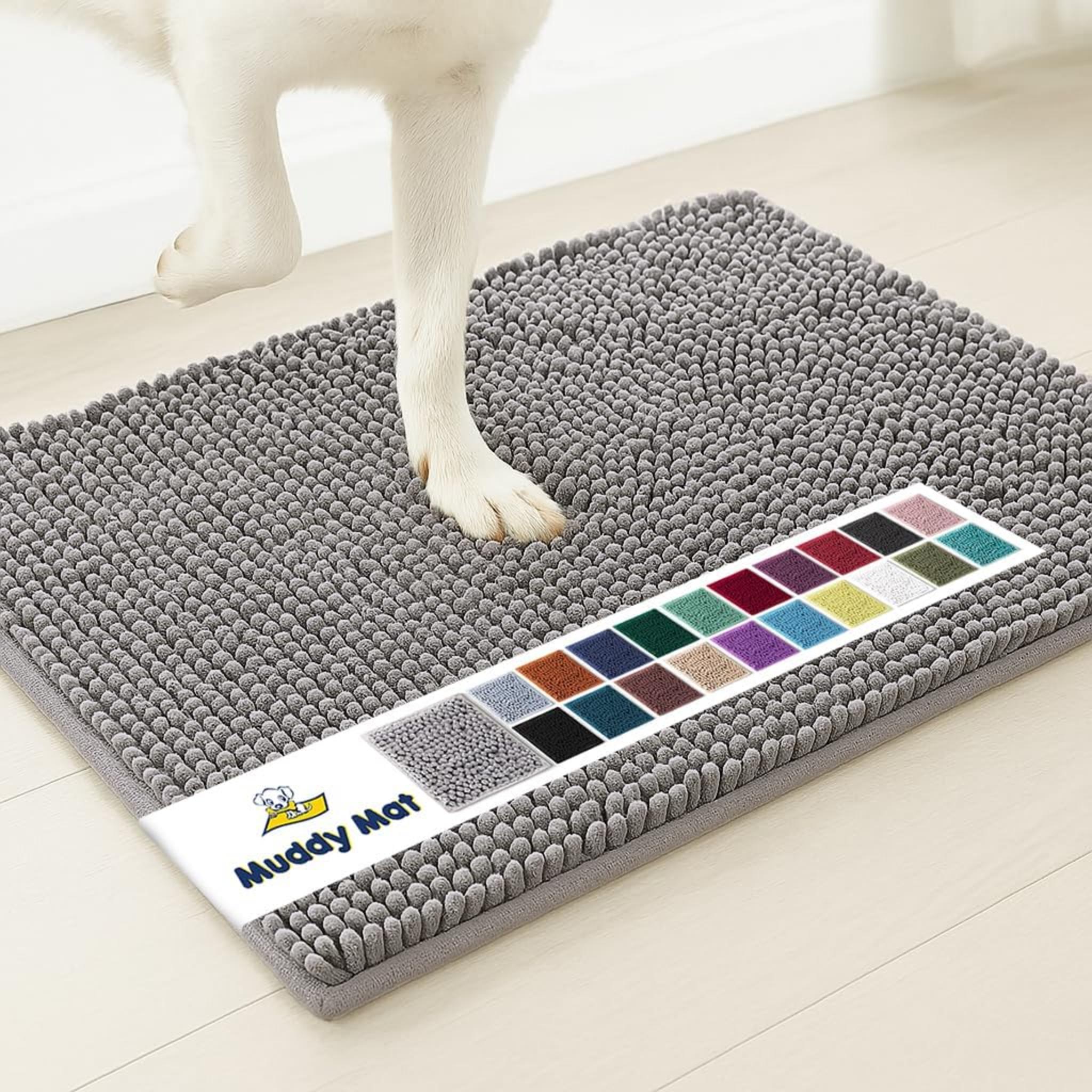 Muddy Mat® Super Absorbent Dog Door Mat for Muddy Paws, Non-Slip Washable Pet Rug, Quick Dry Chenille Entryway Carpet